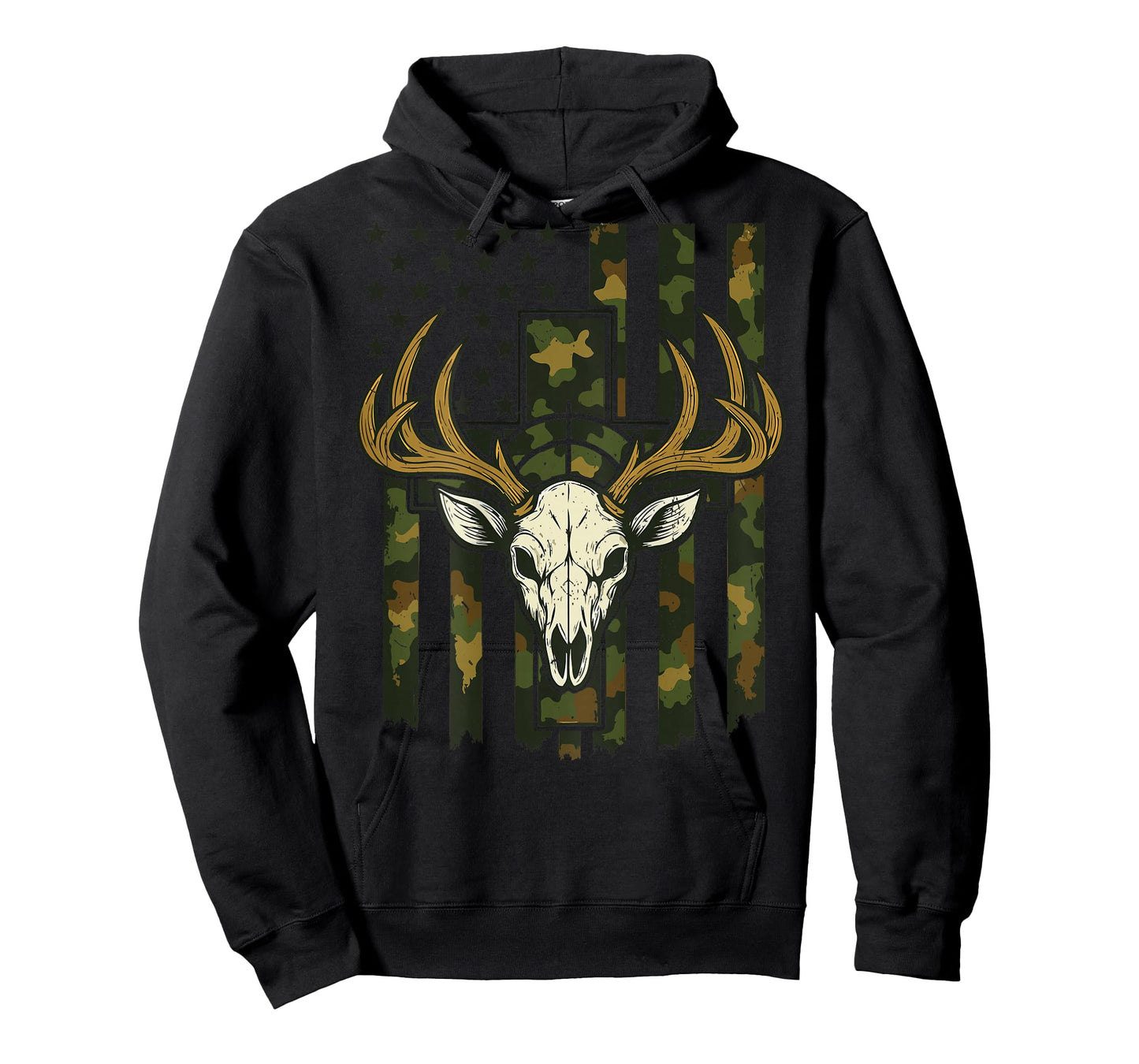 Camo Deer Hunting Elk Skull American Flag Christian Cross T-Shirt