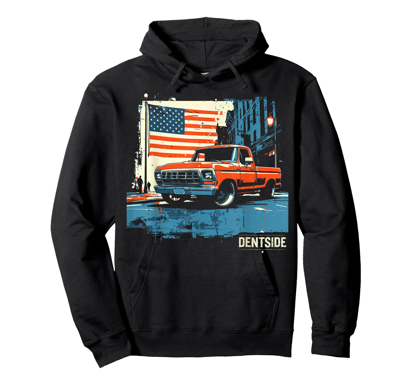 1977 Dentside Truck Single Cab Bagged City Scene Patriotic T-Shirt