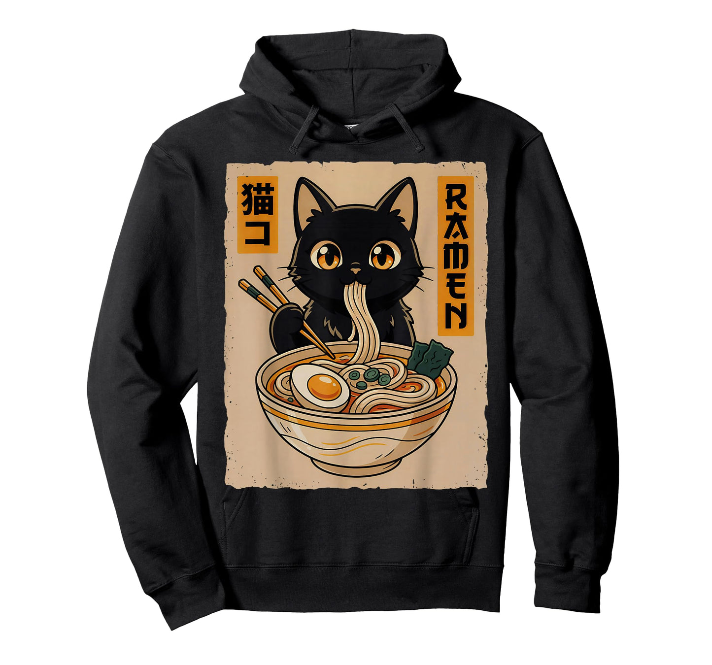 Funny Kawaii Anime Cat Eating Ramen Noodles Bowl Cat Lover T-Shirt