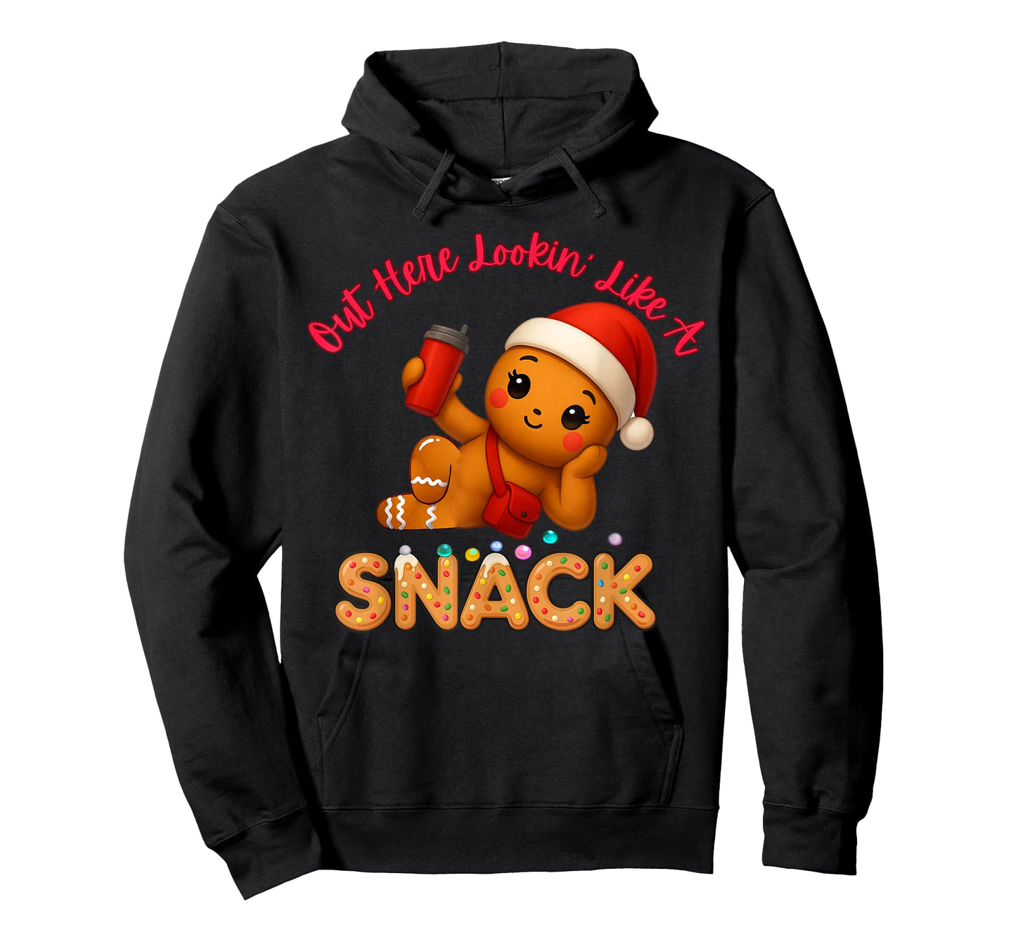 Out Here Looking Like A Snack Funny Xmas Light Gingerbread T-Shirt