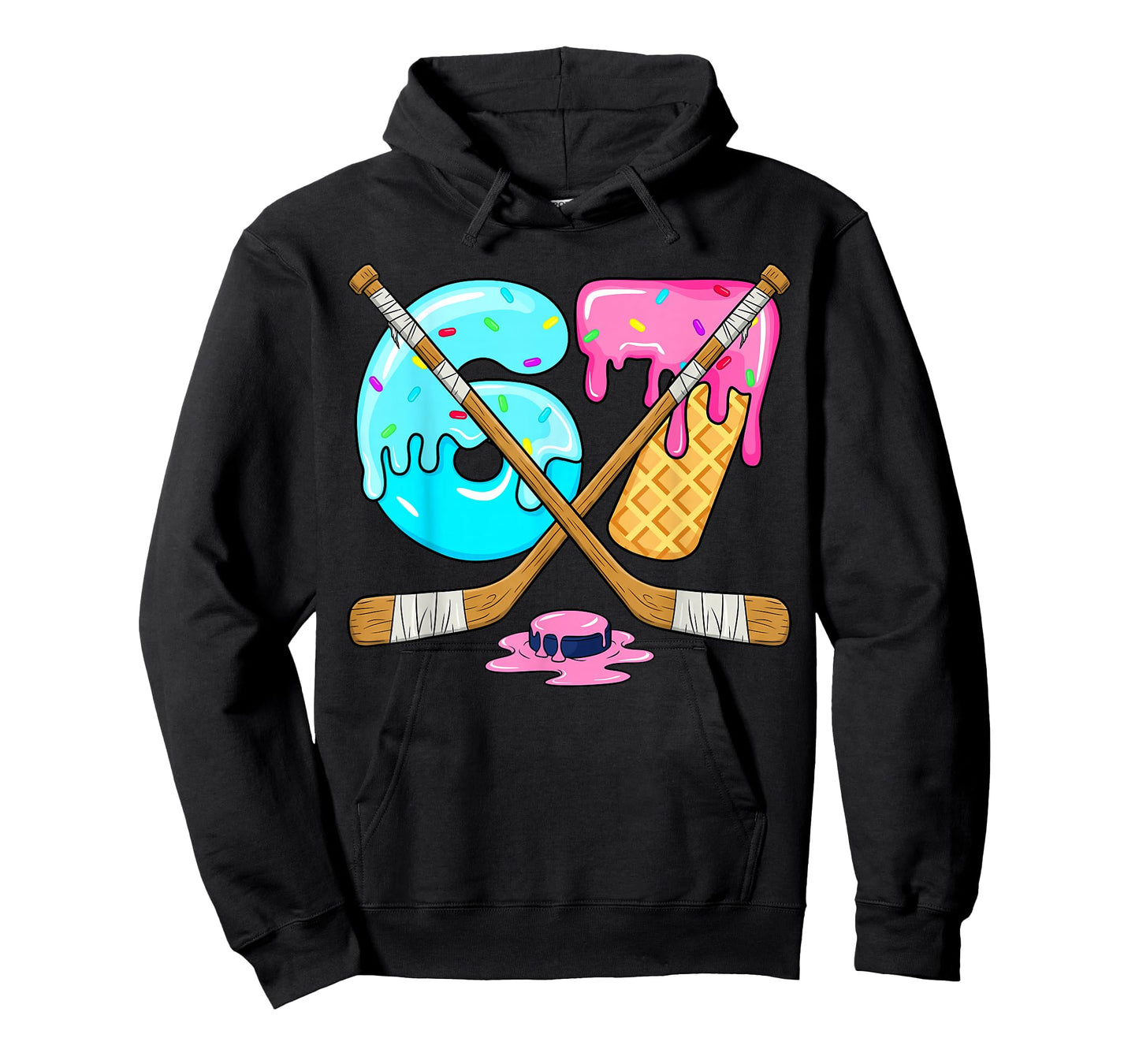 67 Ice Cream Drip Hockey Six Seven 6 7 Meme Sport Lover T-Shirt