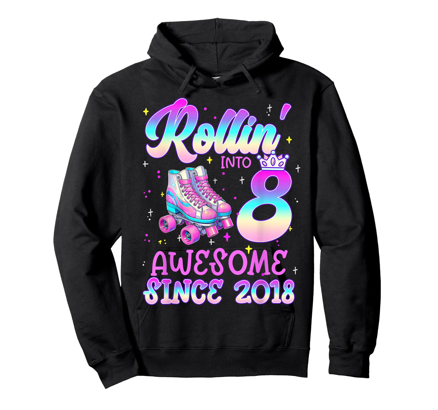 Rolling Into 8 Year Old 8th Birthday Girl Roller Skating T-Shirt