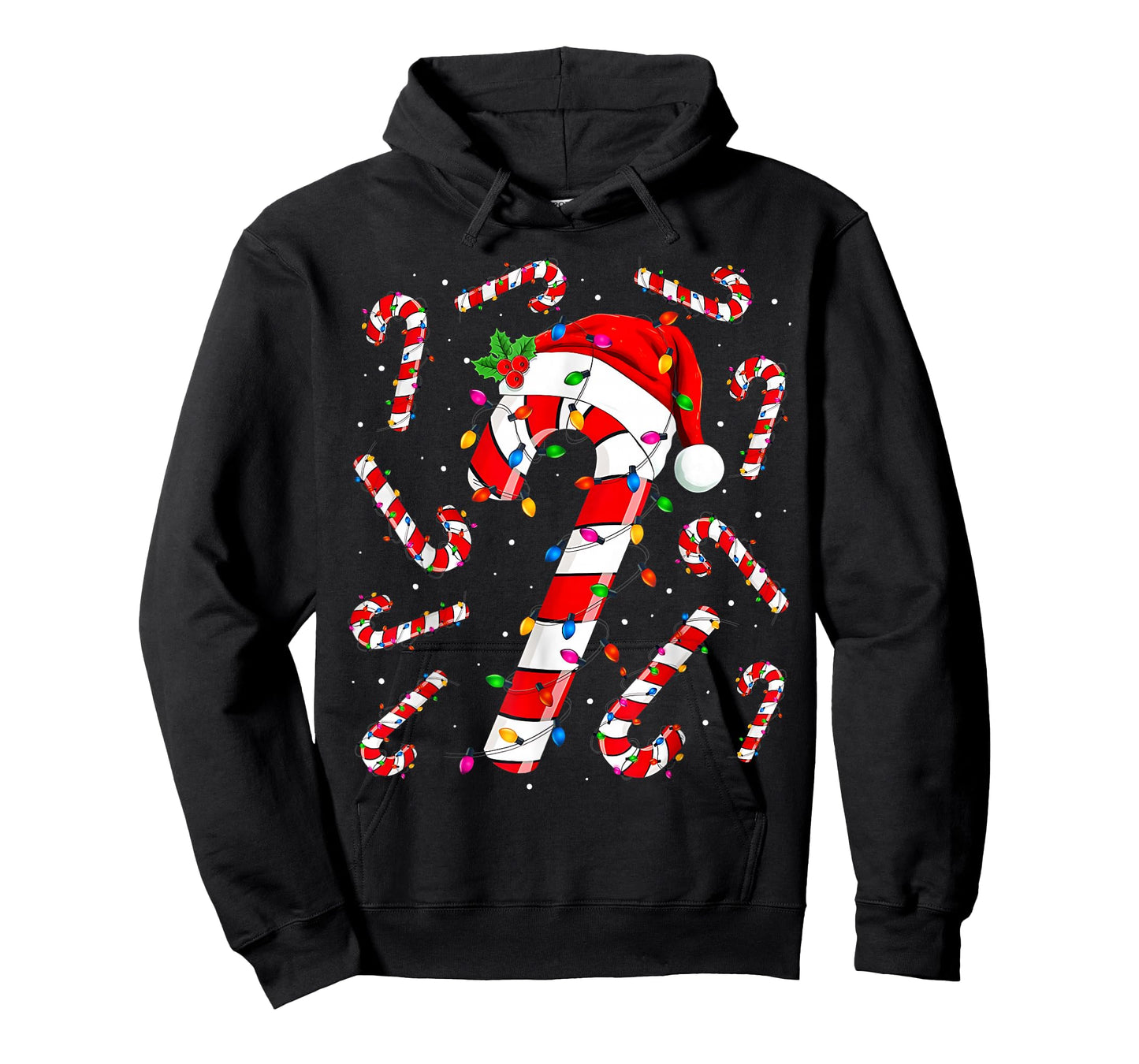 Red and White Candy Cane Santa Christmas Funny Xmas Lights T-Shirt
