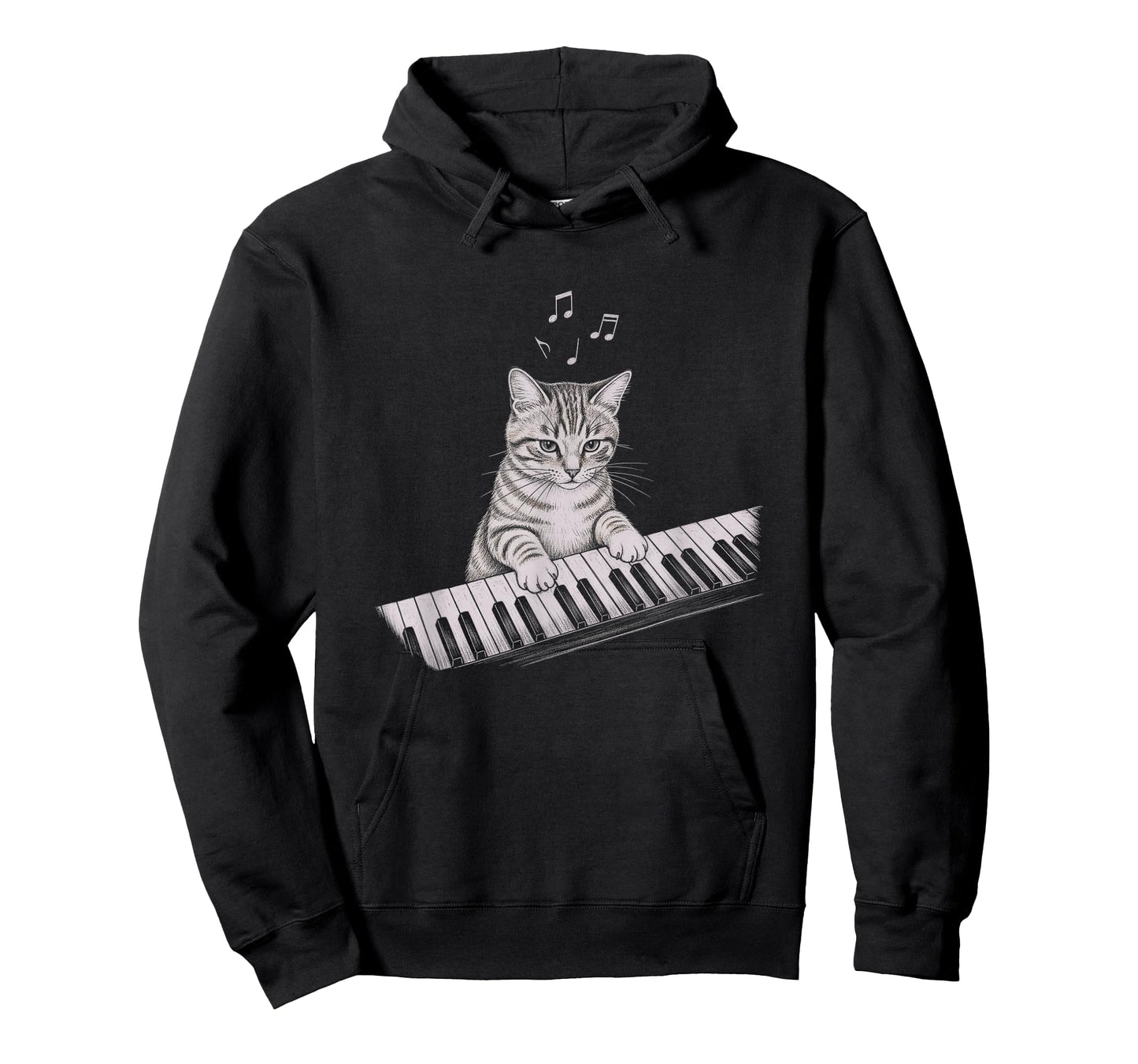 Cute Cat Playing Keyboard Drawing Art Design T-Shirt