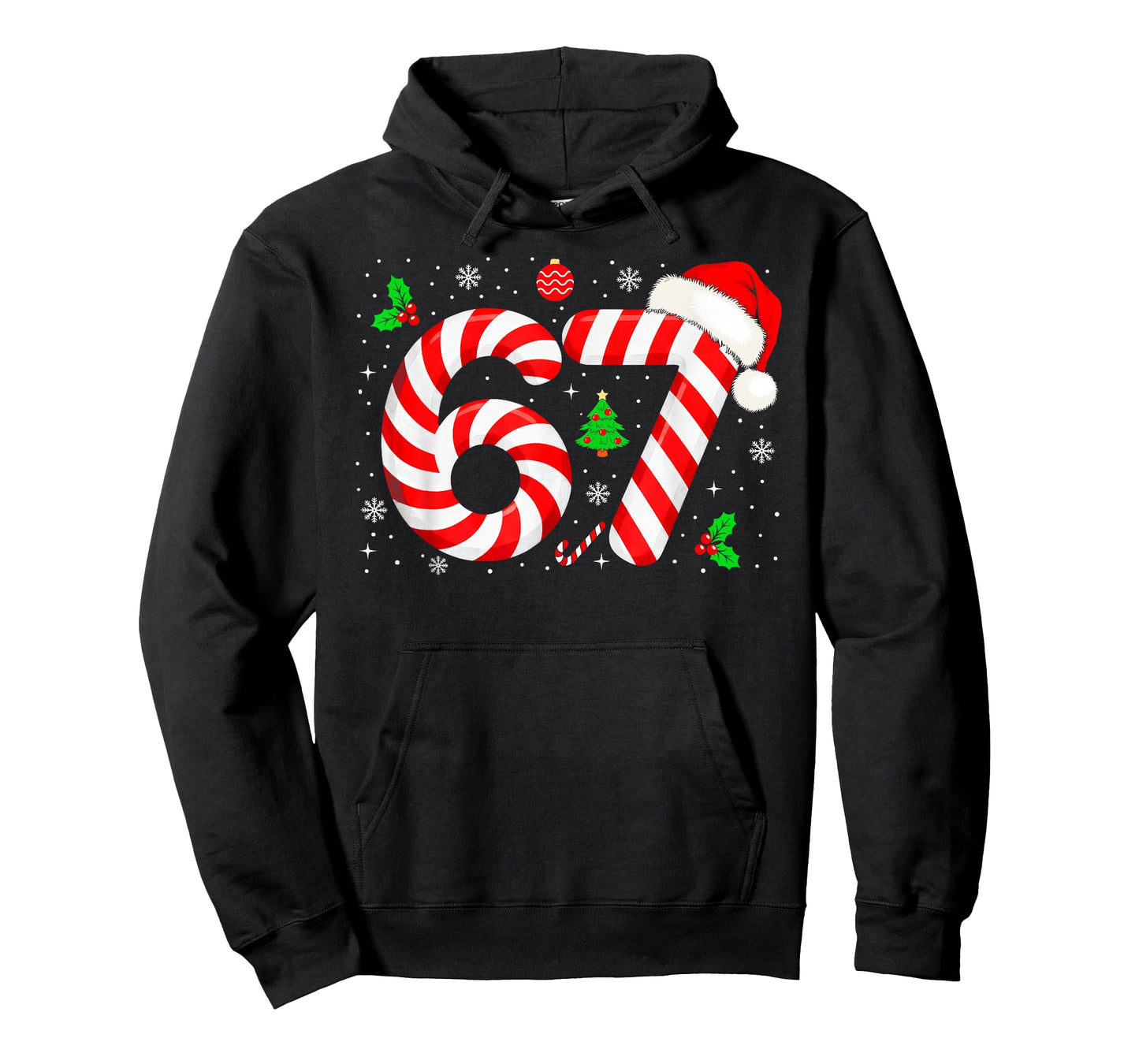 Number 67 Matching Six Seven 6 7 Meme Candy Cane Christmas T-Shirt