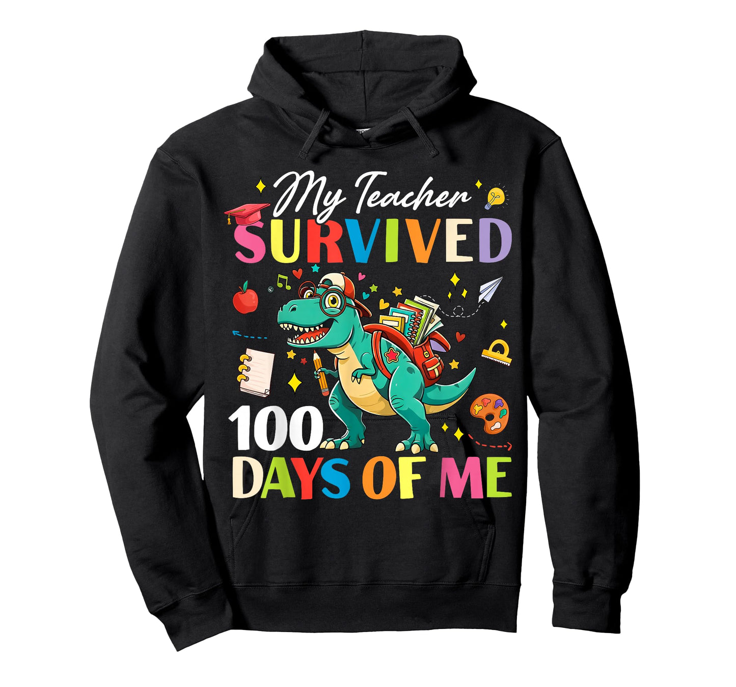 Funny Dinosaur My Teacher Survived 100 Days of Me Boy Girl T-Shirt