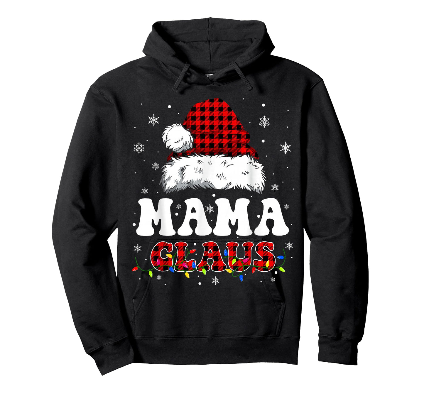 Mama Claus Funny Christmas Lights Pajama Family Matching T-Shirt