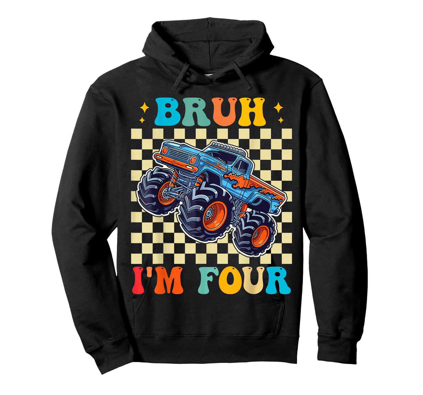 Kids Bruh I'm Four 4 Year Old Monster Truck 4th Birthday Boy T-Shirt