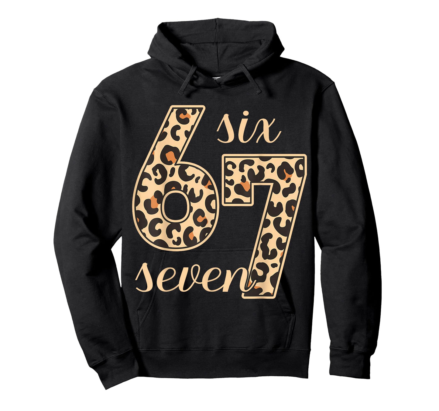 Six Seven Meme 6-7 Number Leopard Print Gen Z Gen Alpha T-Shirt