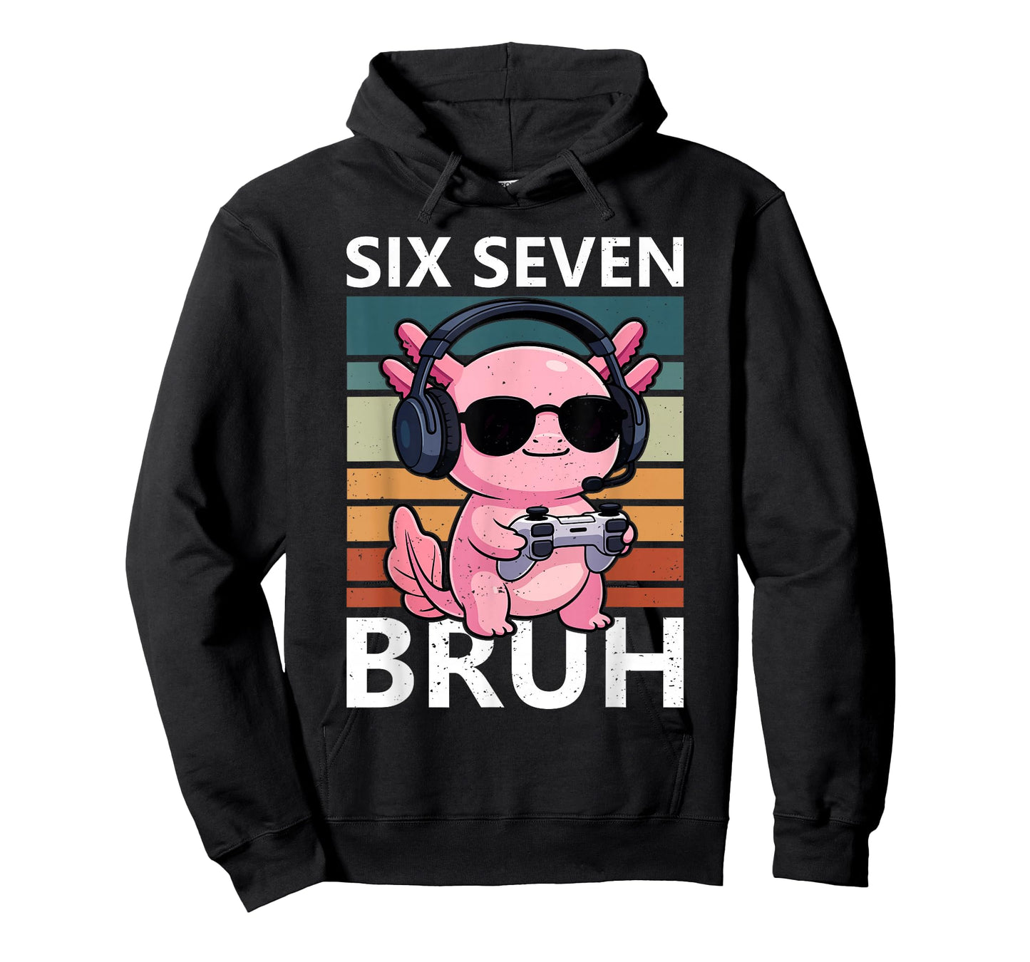 Six Seven Bruh 67 Meme Funny Axolotl Retro Gaming Kids Boys T-Shirt