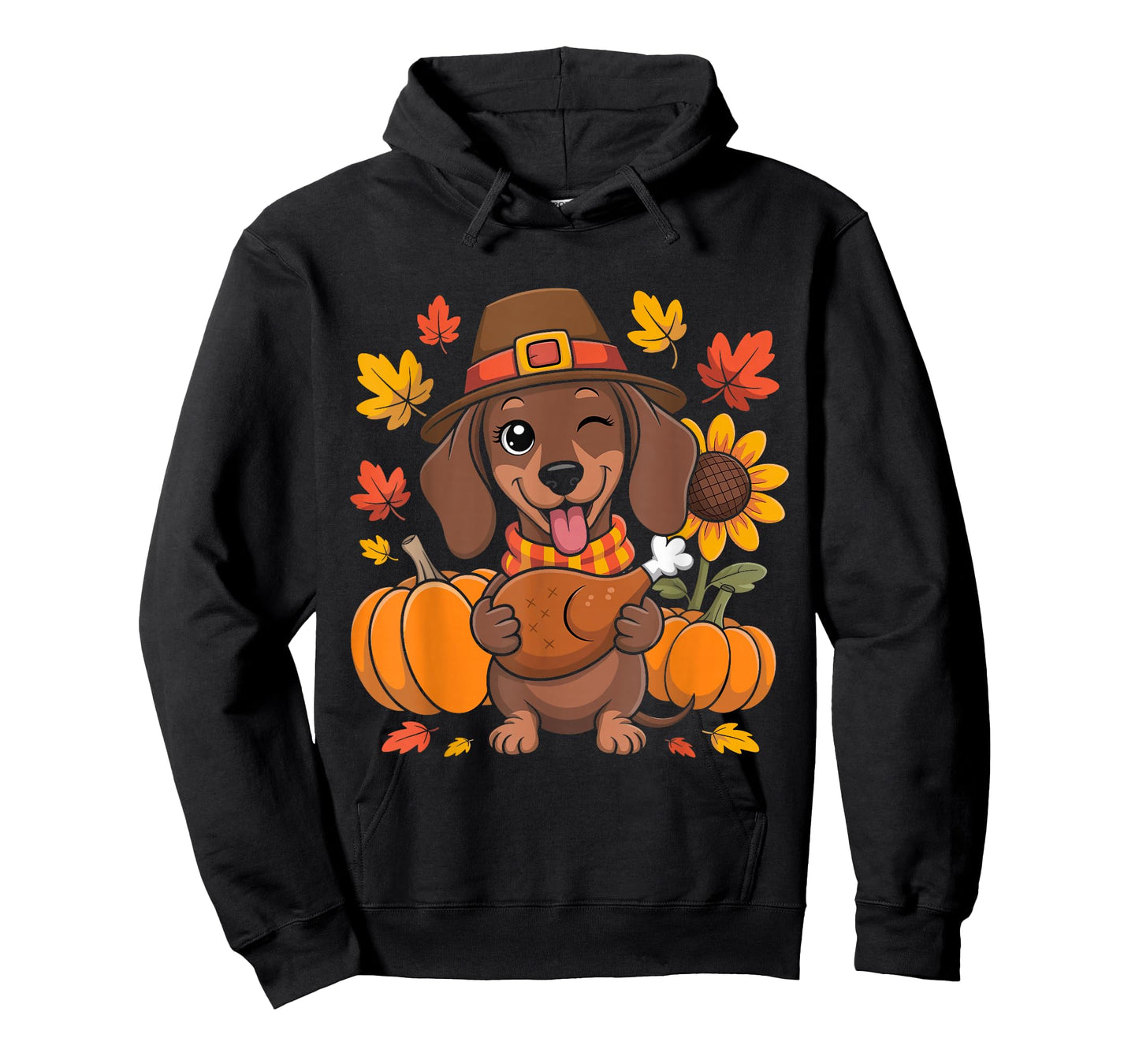 Dachshund Thanksgiving Dog Lovers Turkey Pumpkin Fall T-Shirt