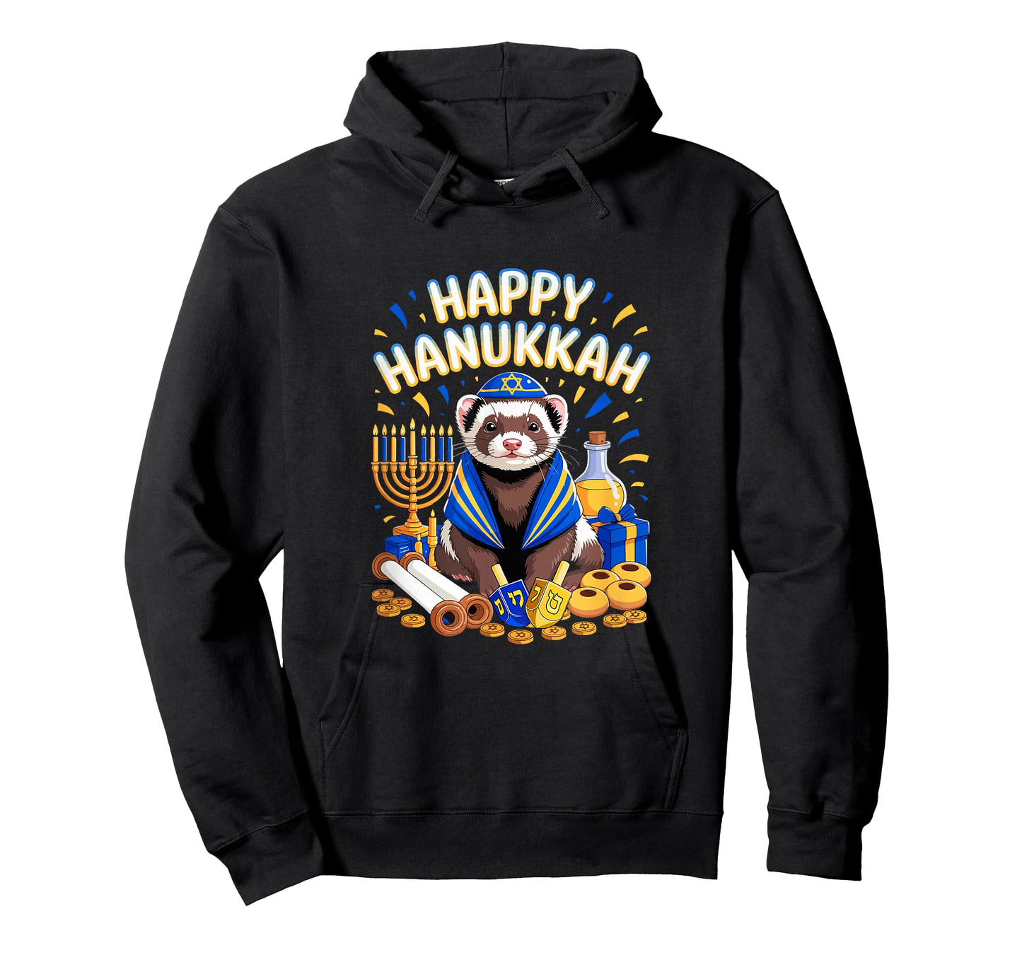 Happy Hanukkah Ferret Wearing Jewish Costume Aniaml Lover T-Shirt