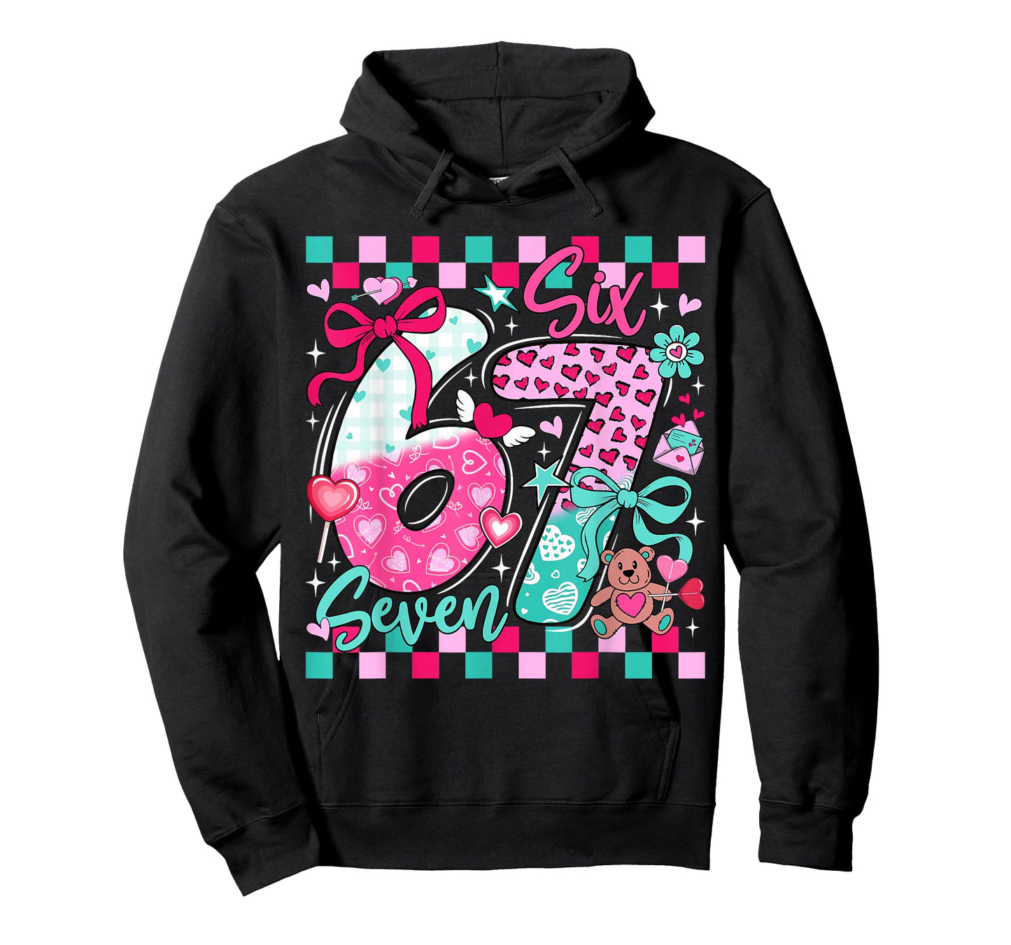 Six Seven Meme 67 Coquette Bow Valentines Day Women Girl Kid T-Shirt