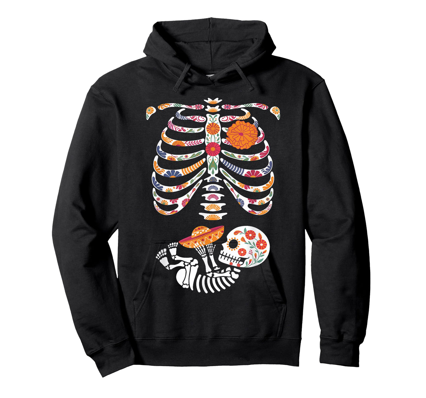 Pregnancy Skeleton Belly Day of The Dead Dia De Los Muertos T-Shirt