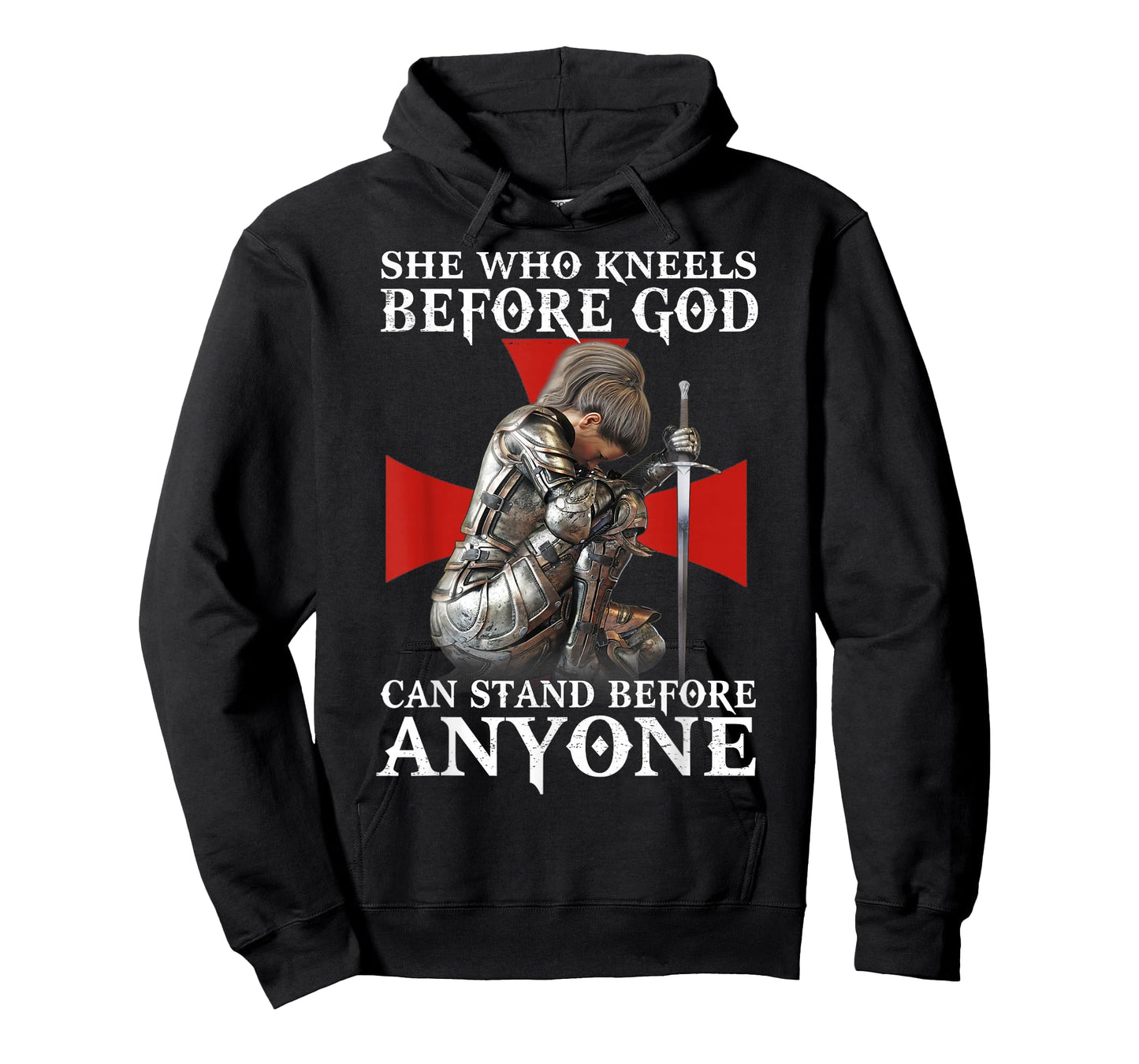 Women Knight Templar Warrior Kneels Before God T-Shirt