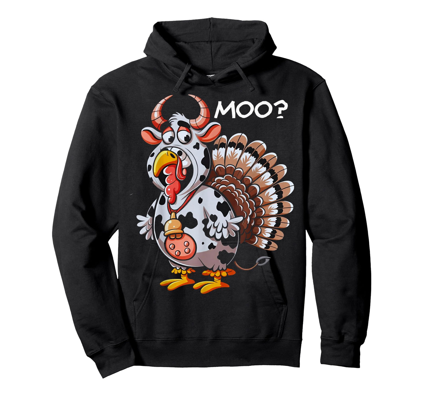 Thanksgiving Turkey Moo Cow Funny Fall Men Women Kids T-Shirt