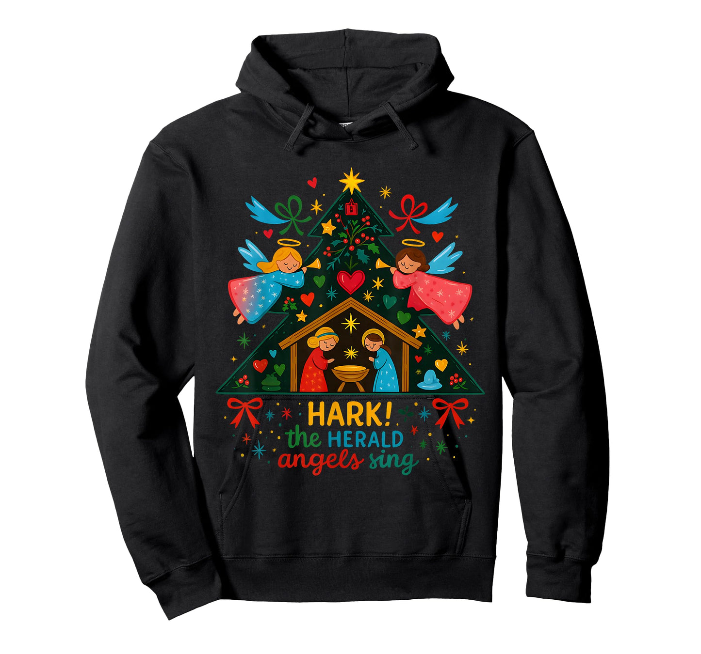 Nativity Hark The Herald Angels Sing Cute Christmas T-Shirt