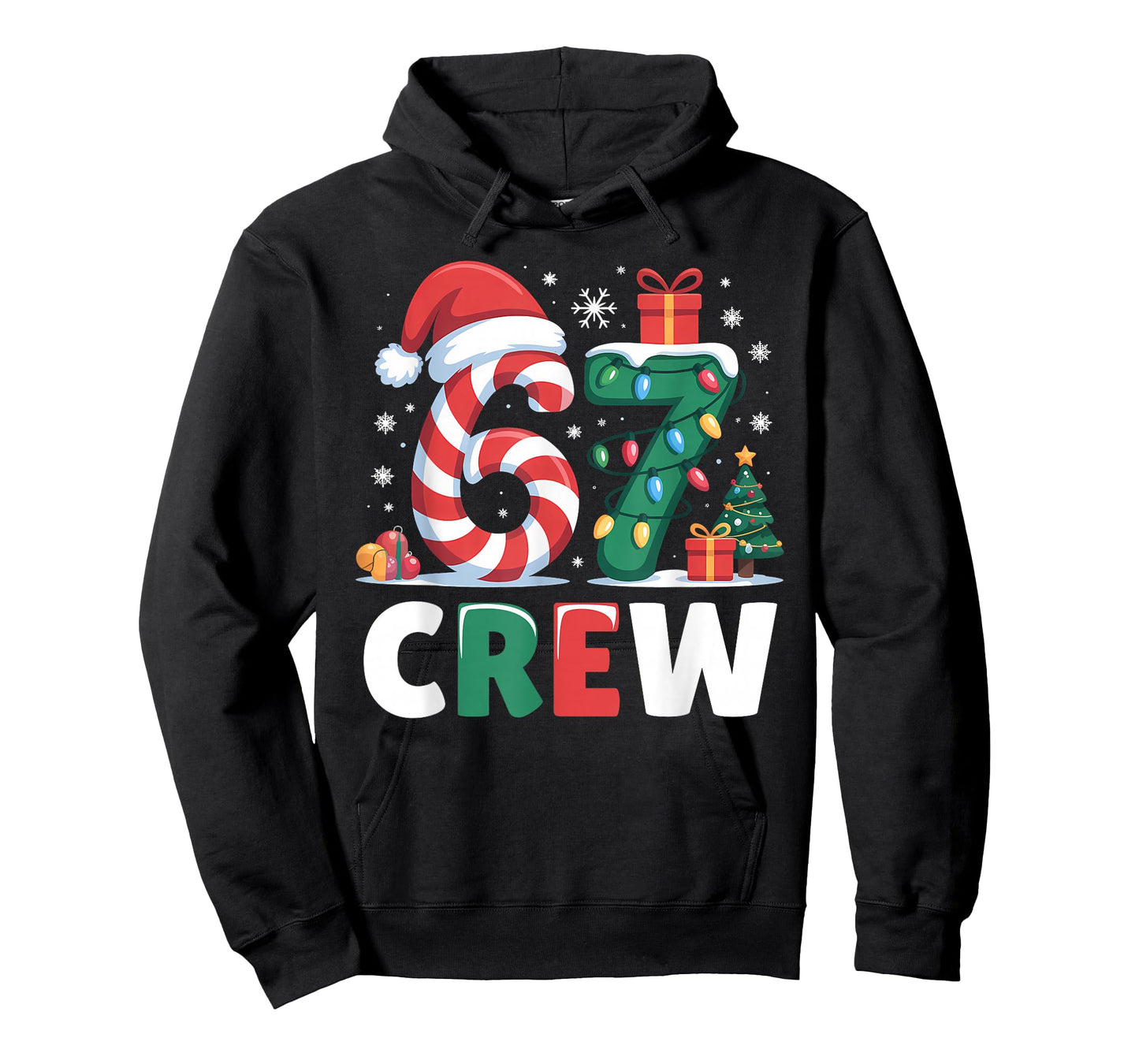 Christmas 67 Crew Brainrot Funny Candy Cane Lights Holiday T-Shirt
