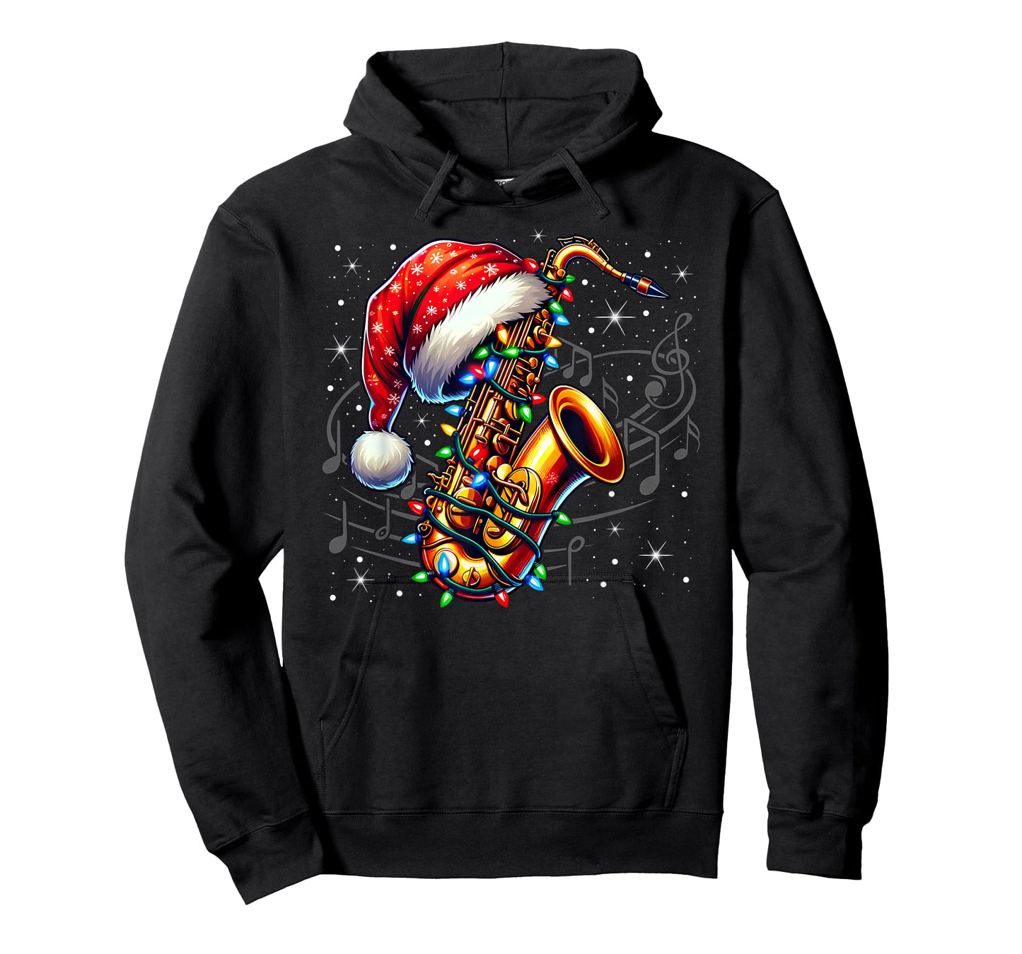 Music Notes Treble Clef Christmas Saxophone Jazz Musician PJ T-Shirt