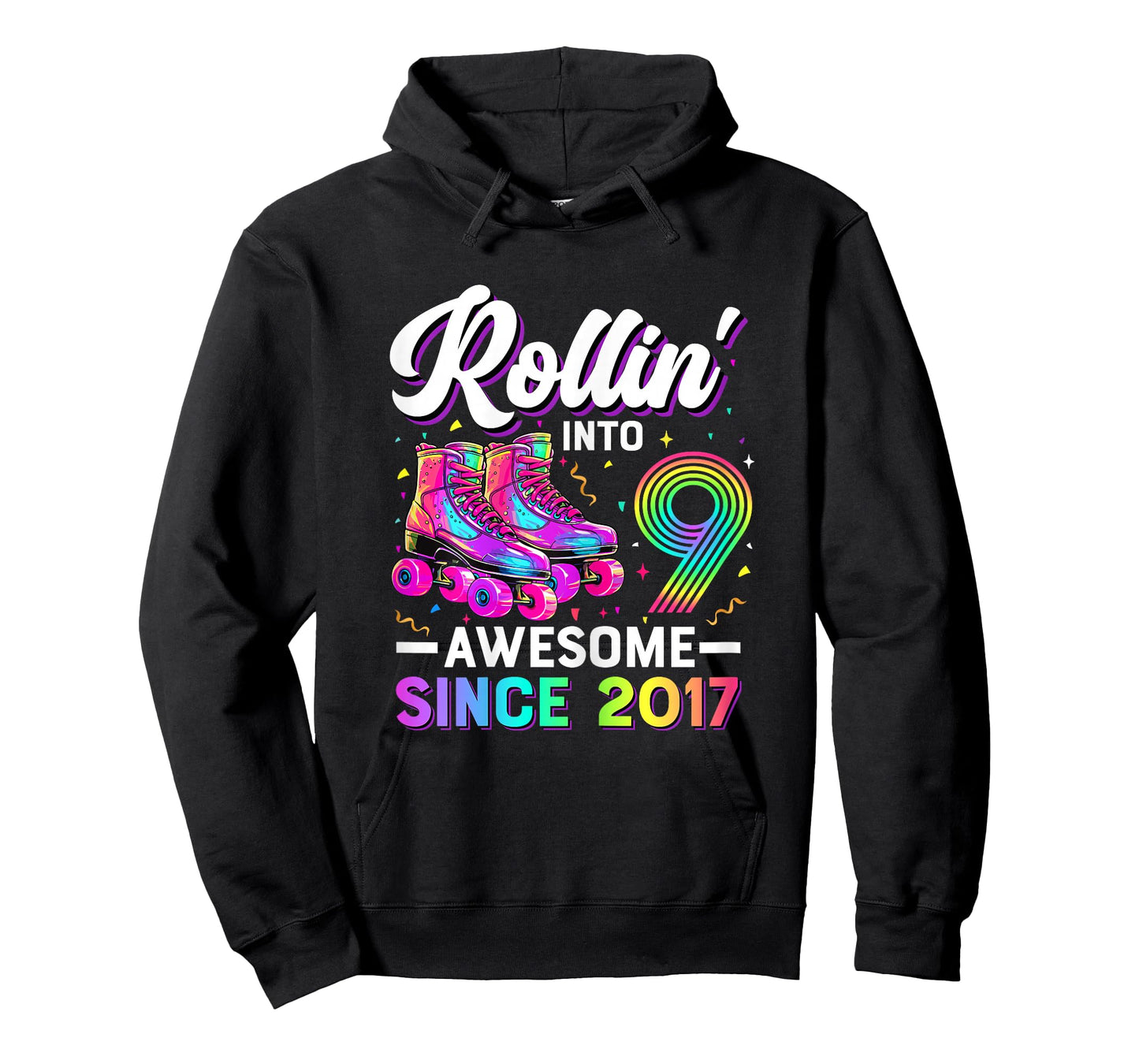 9th Birthday Shirt Girl Nine 9 Year Old Roller Skate Skating T-Shirt