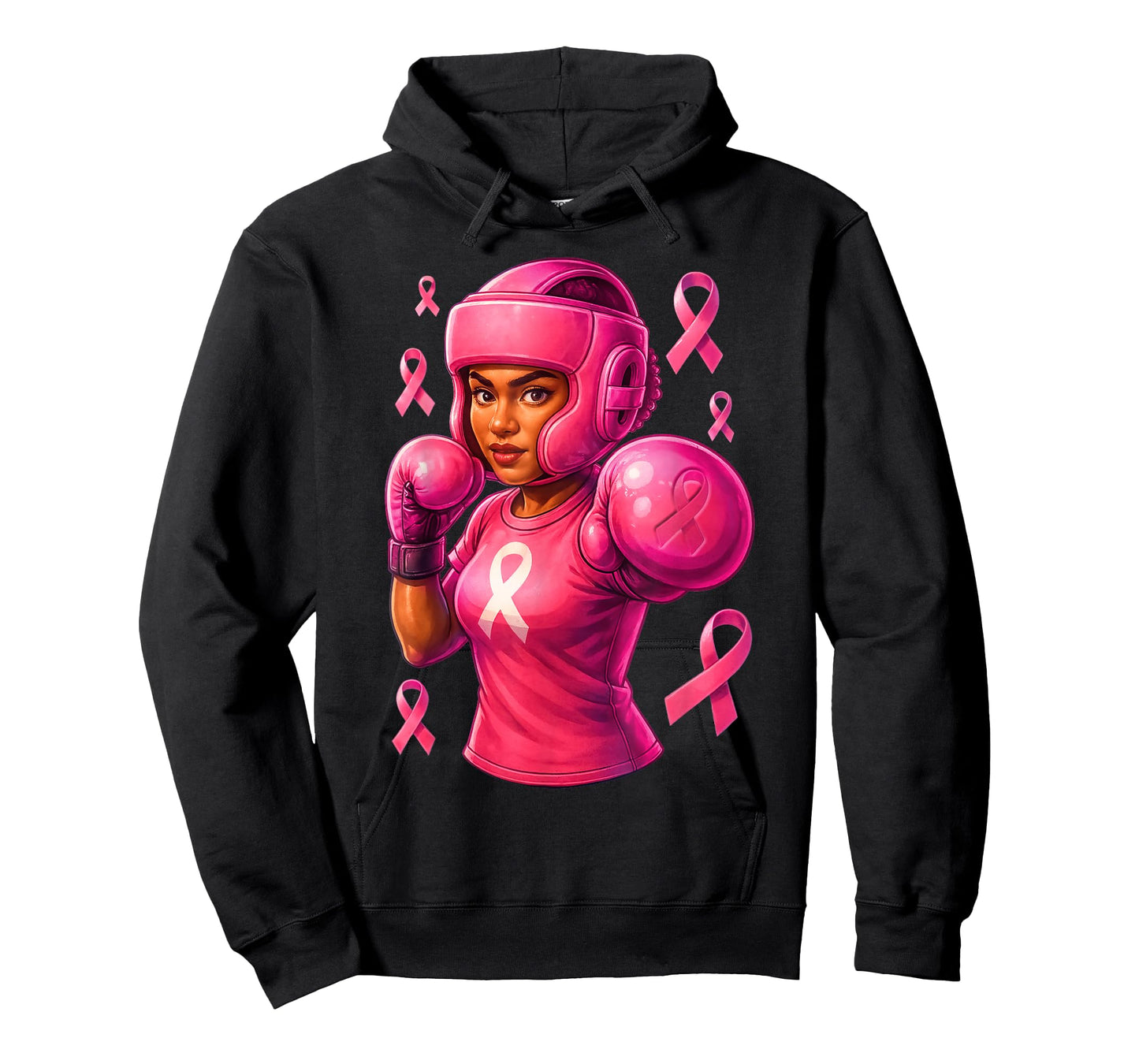 Women Black African American Fight Breast Cancer Pink Ribbon T-Shirt