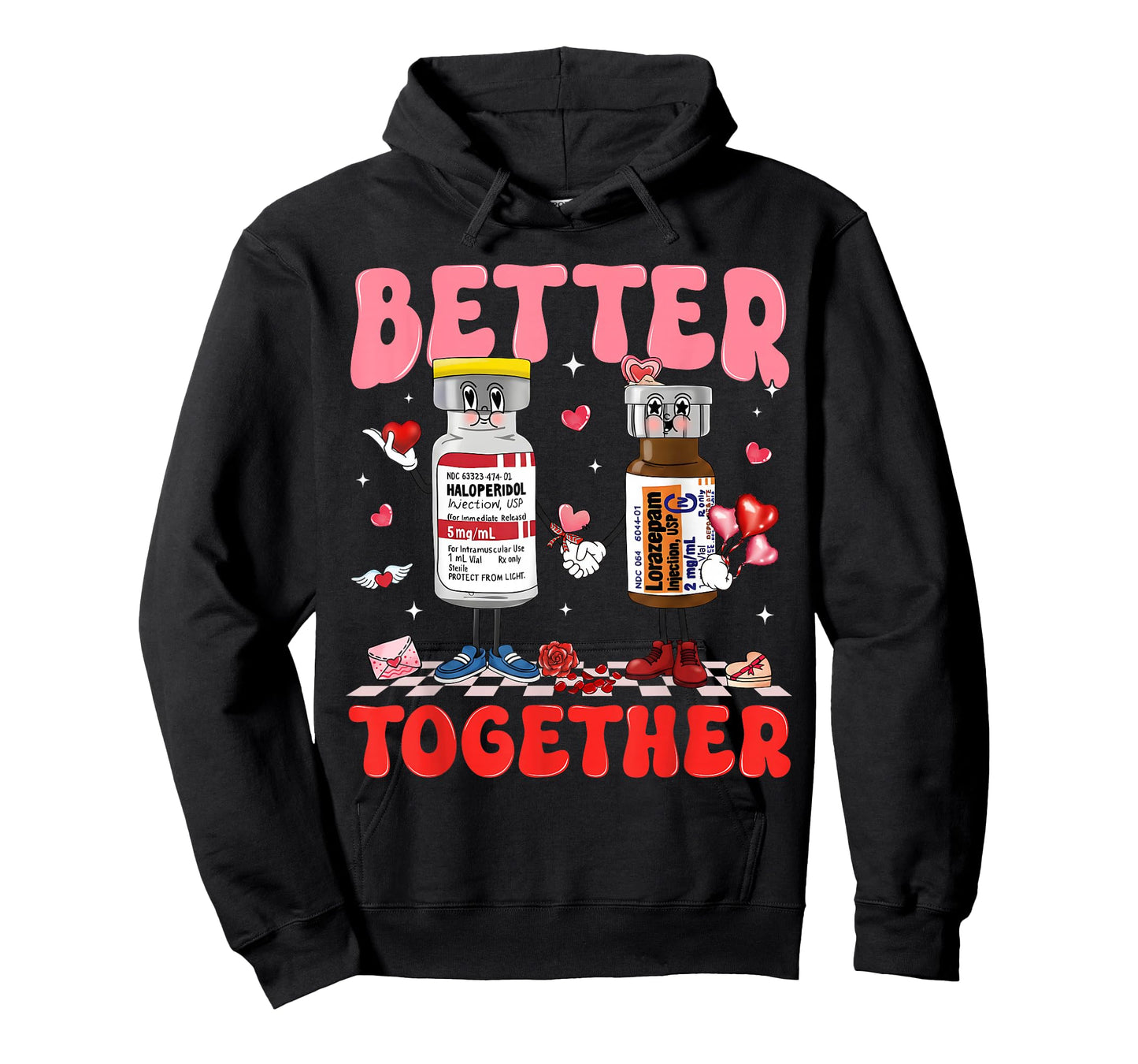 Valentine Better Together Nurse Pink Bow RN PCT CNA Nurse T-Shirt