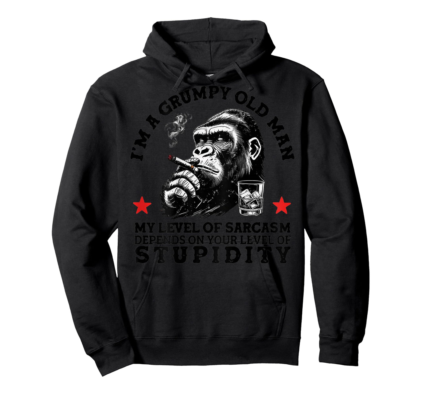 (On Back) Grumpy Old Man - My Level of Sarcasm Funny Monkey T-Shirt