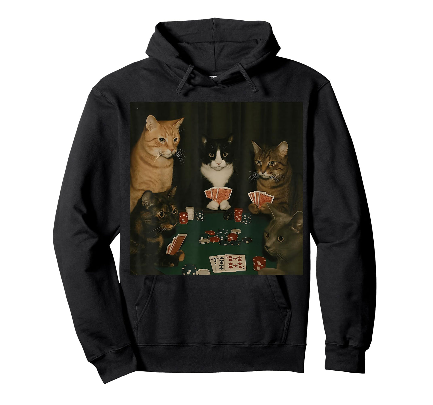 Vintage Cats Playing Poker Cat Playing Card Gambling Meme T-Shirt