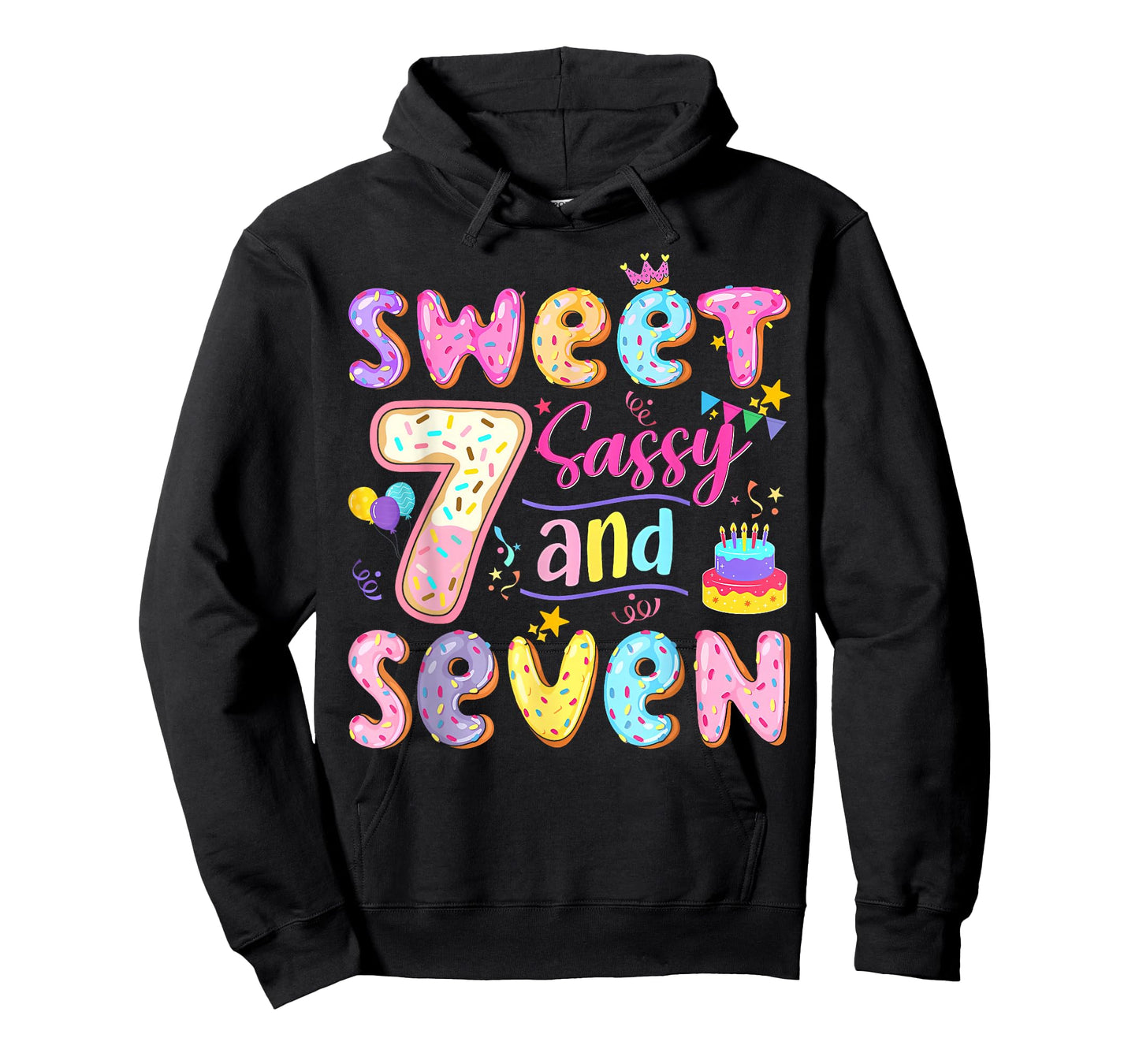 7Th Birthday Girl Donut Sweet Sassy and Seven Birthday T-Shirt