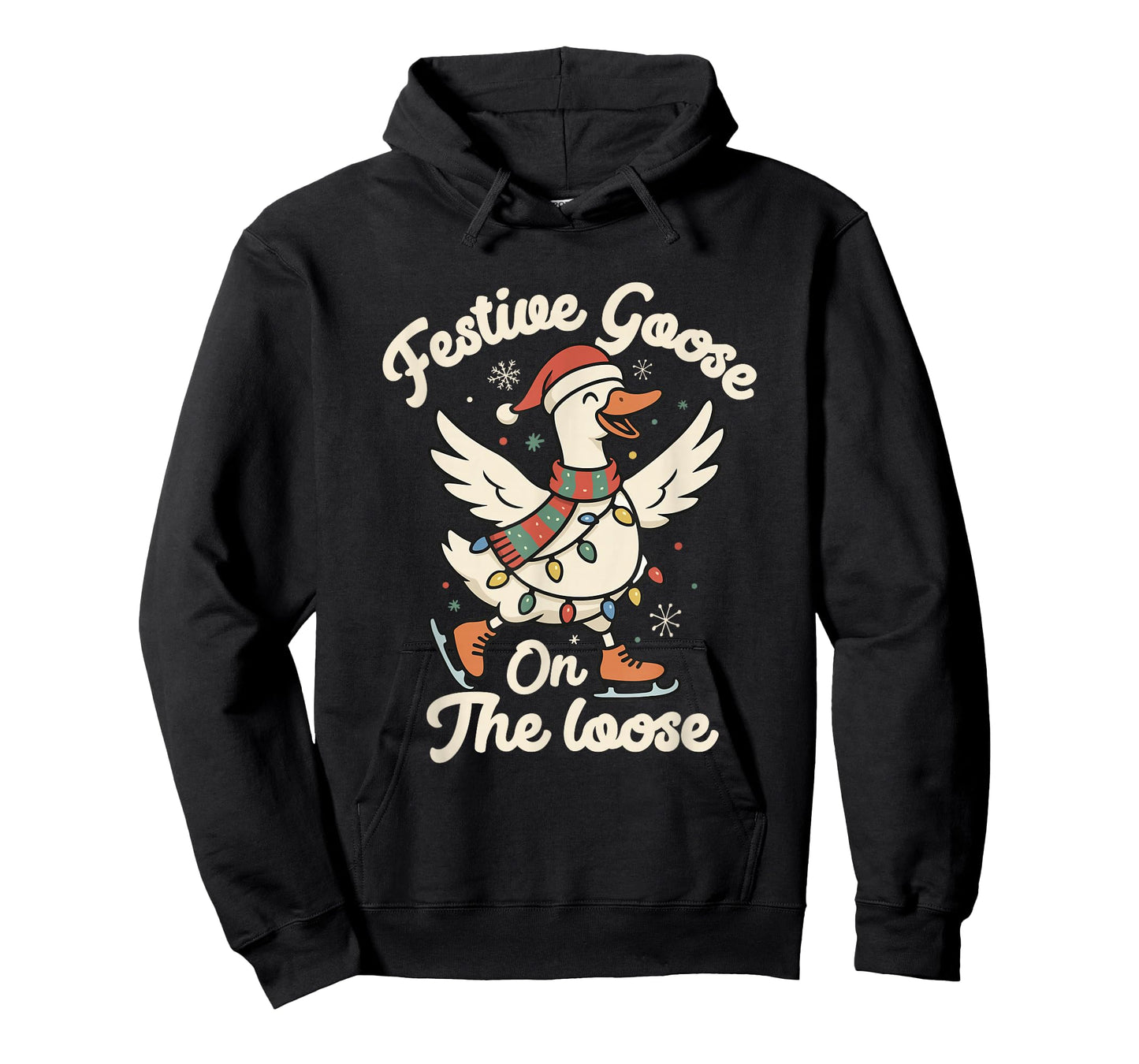 Festive Goose On The Loose Christmas Santa Goose Holiday T-Shirt