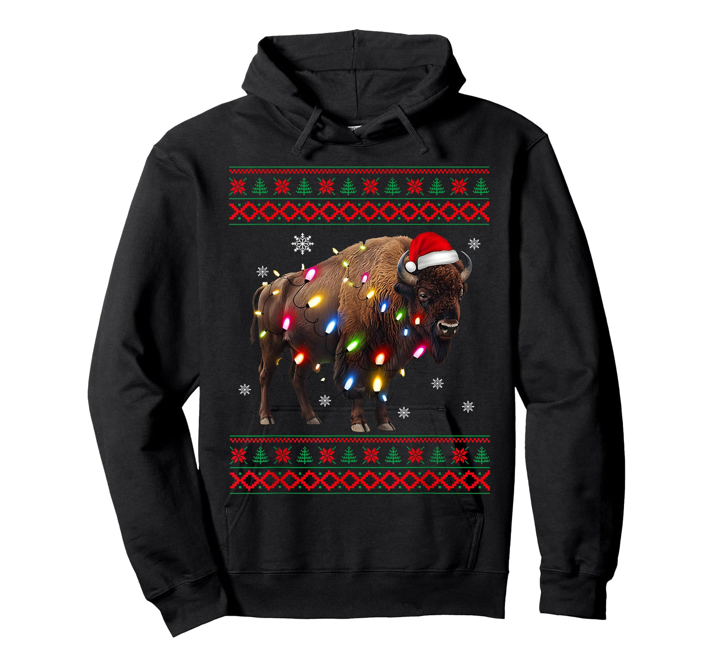 Bison Christmas Sweater Bison Christmas Tree Lights T-Shirt
