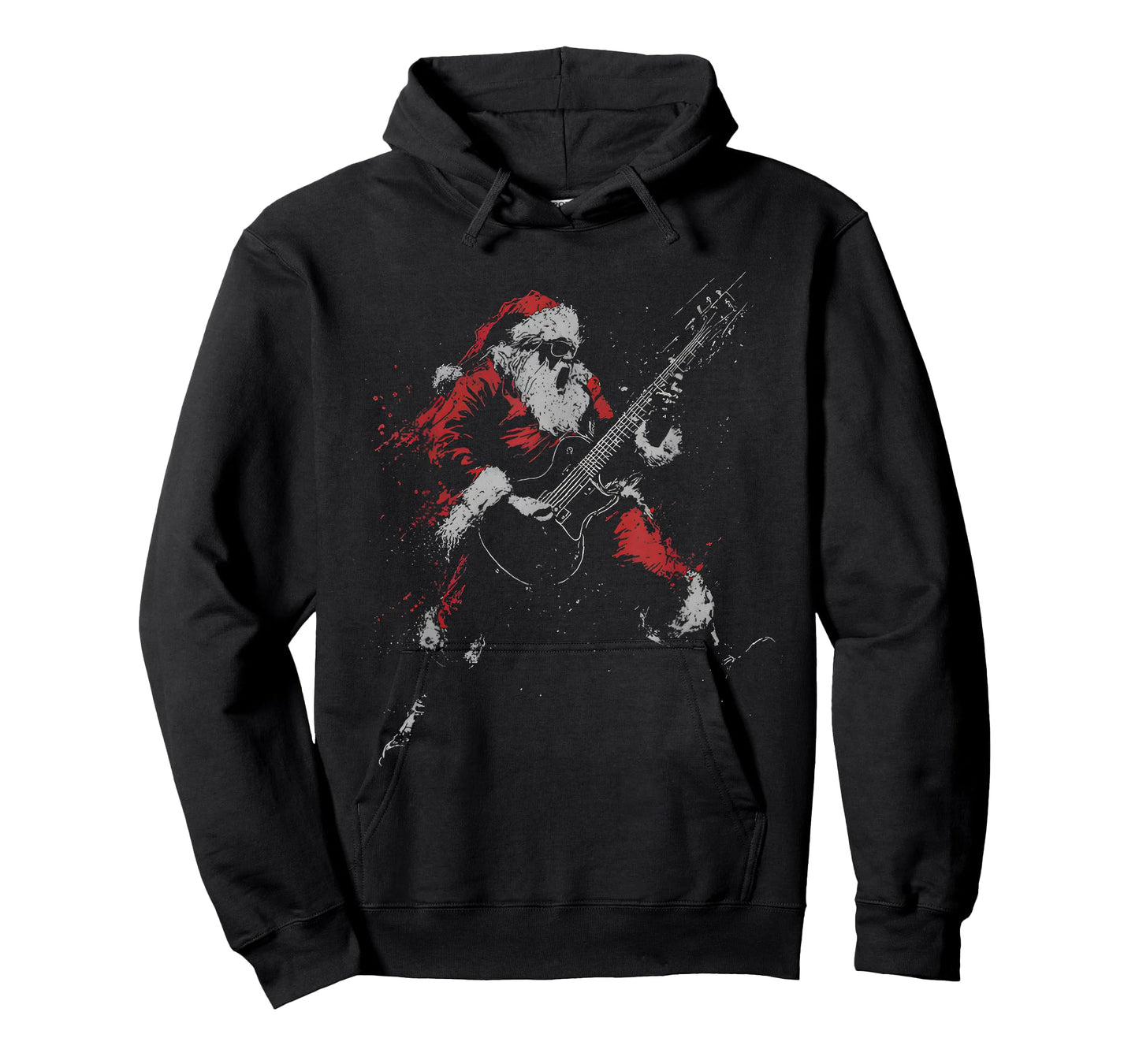 Retro 90s Christmas Rock Guitar Santa Claus Playing Guitar T-Shirt