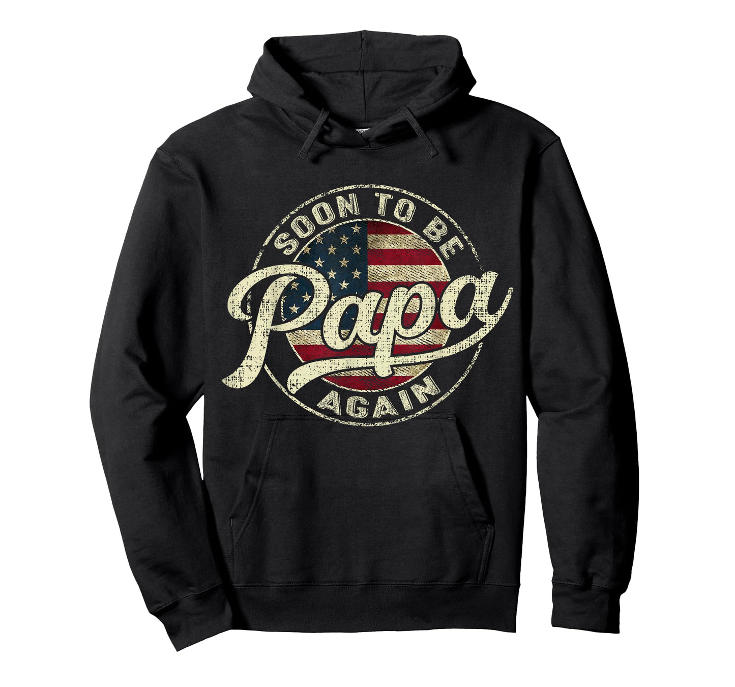 Mens Soon to Be Papa Again Pregnancy Expecting Baby USA Flag Papa T-Shirt