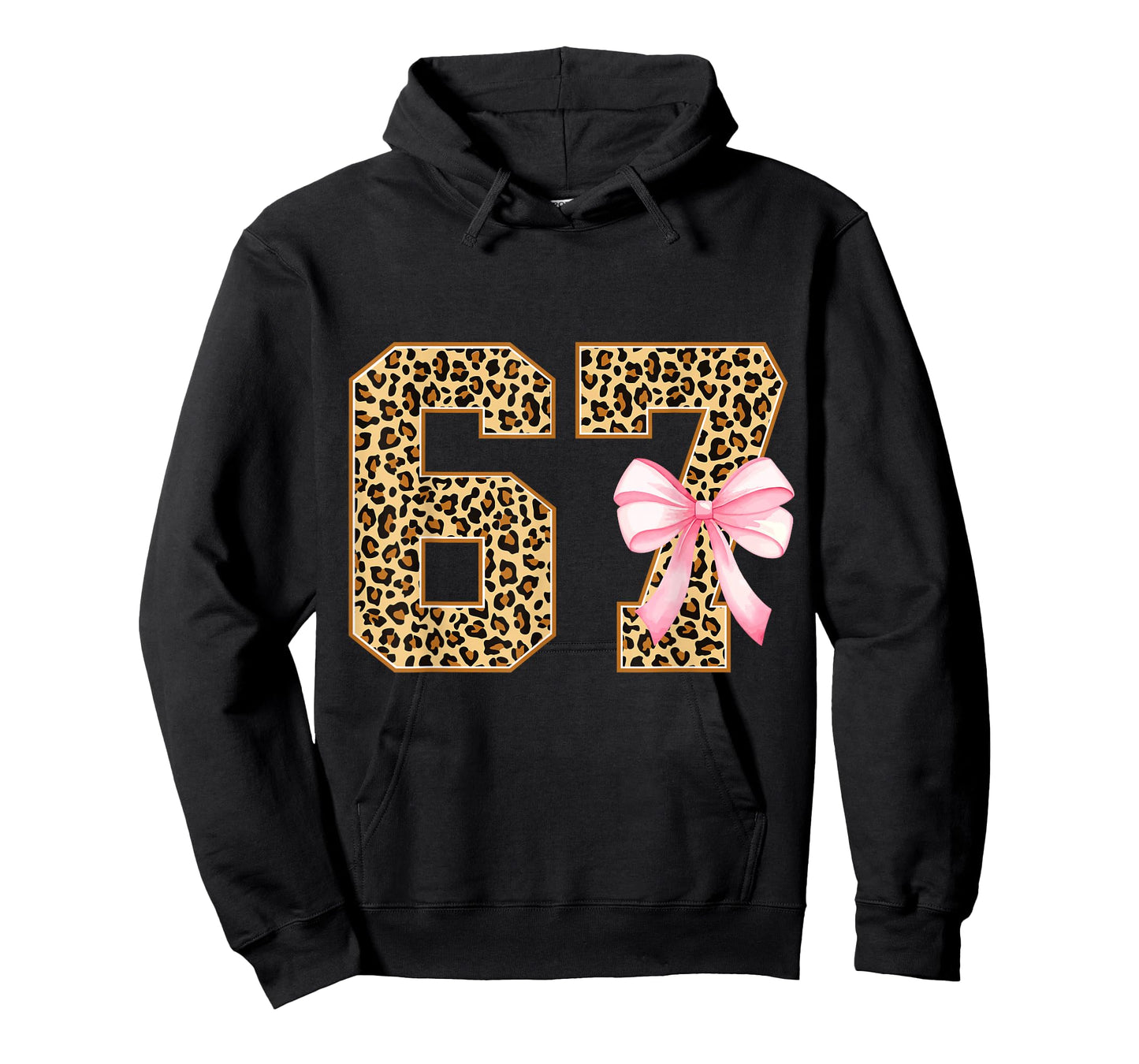 Funny 67 Meme Six Seven Leopard Print Pink Bow 6-7 Girls Kid T-Shirt