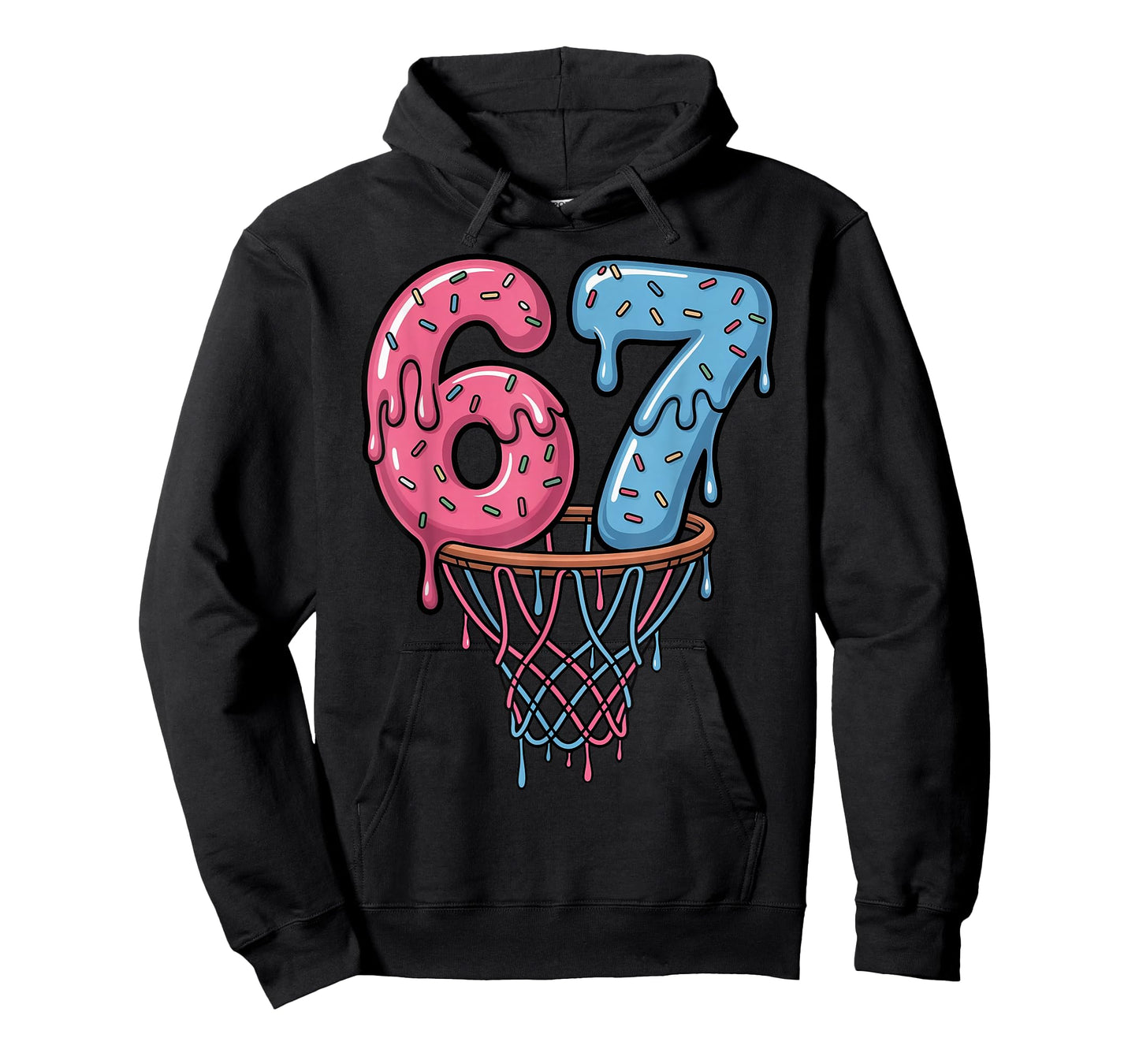 67 Basketball Drip Ice Cream Dripping Funny 6 7 six Seven T-Shirt