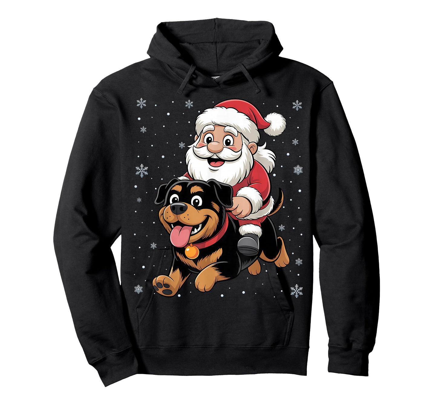 Santa Claus Riding Rottweiler Dog Christmas Matching PJs T-Shirt