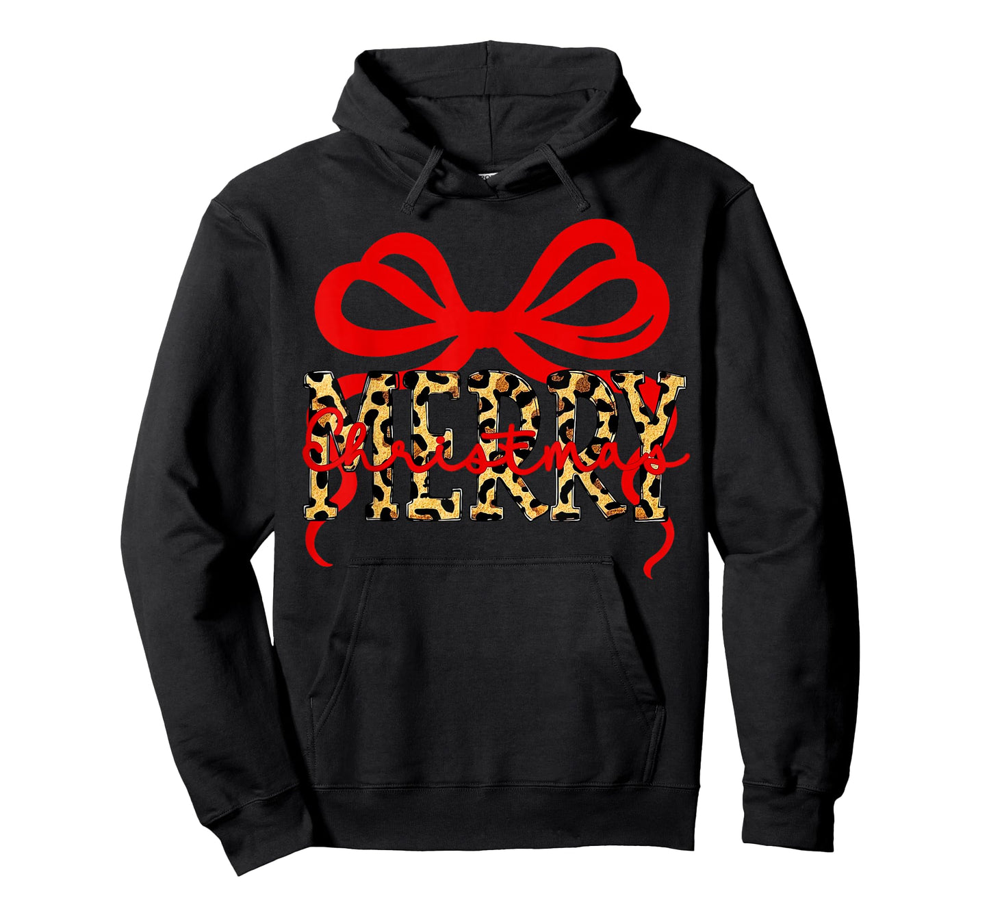 Leopard Merry Christmas Coquette Bow Xmas Holiday T-Shirt
