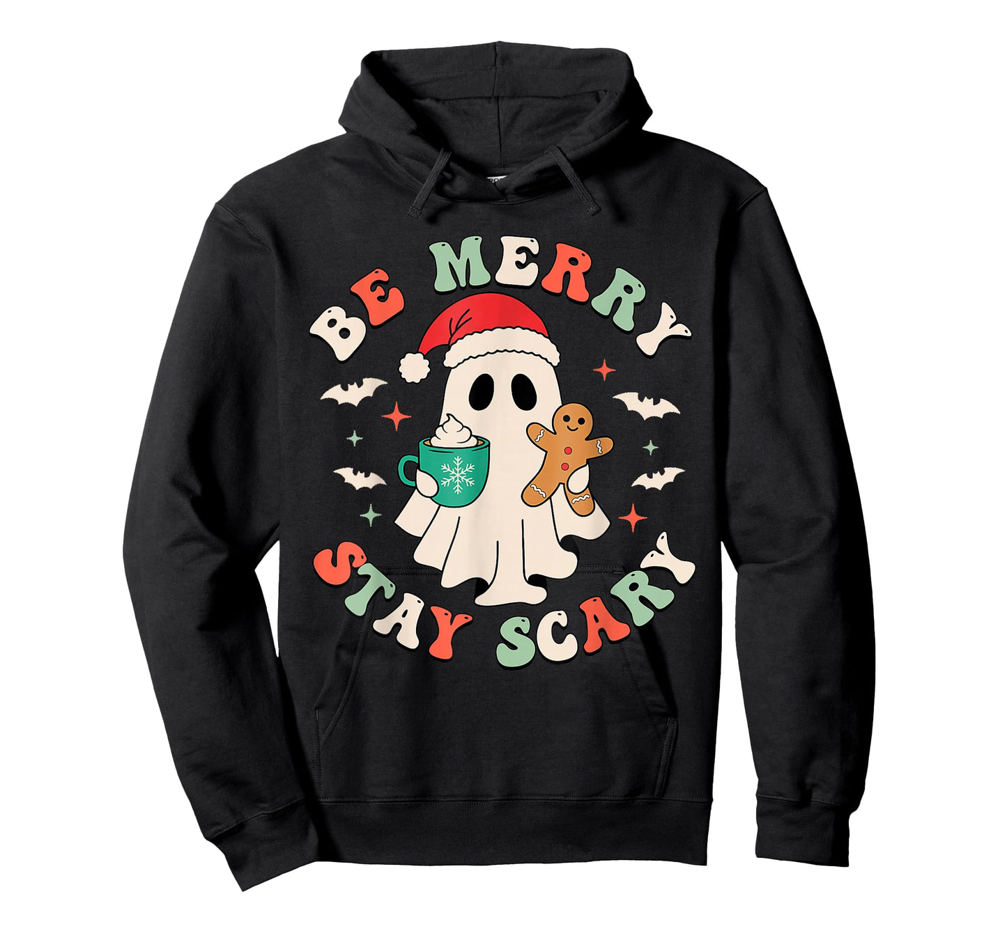 Be Merry Stay Scary Ghost Funny Halloween Christmas T-Shirt