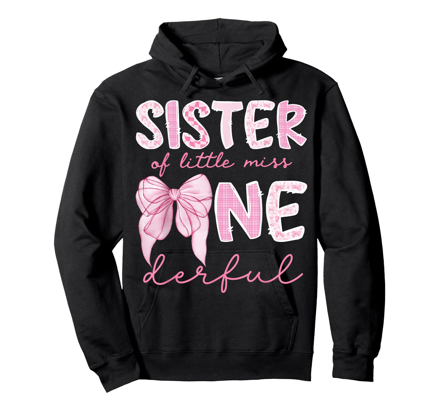 Sister of Little Miss Onederful First Birthday Girl Bow T-Shirt