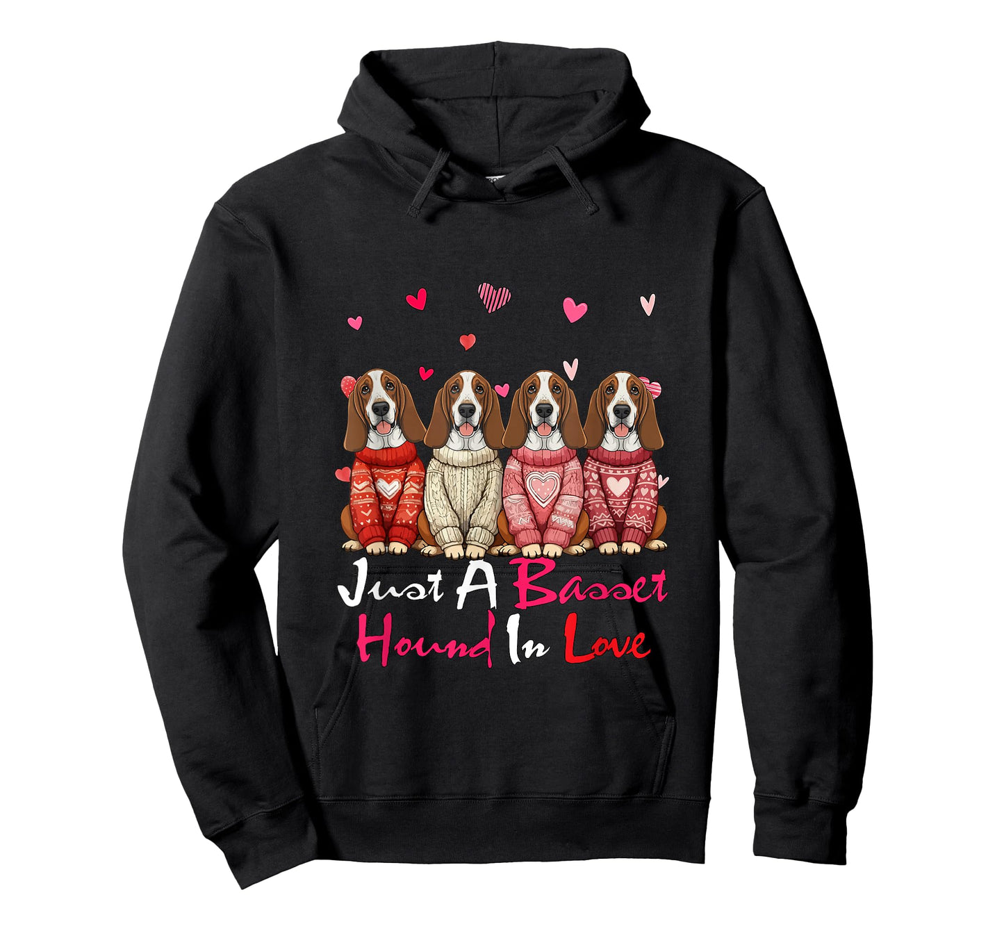Just A Basset Hound in Love Valentine Group Dogs Owner Kids T-Shirt