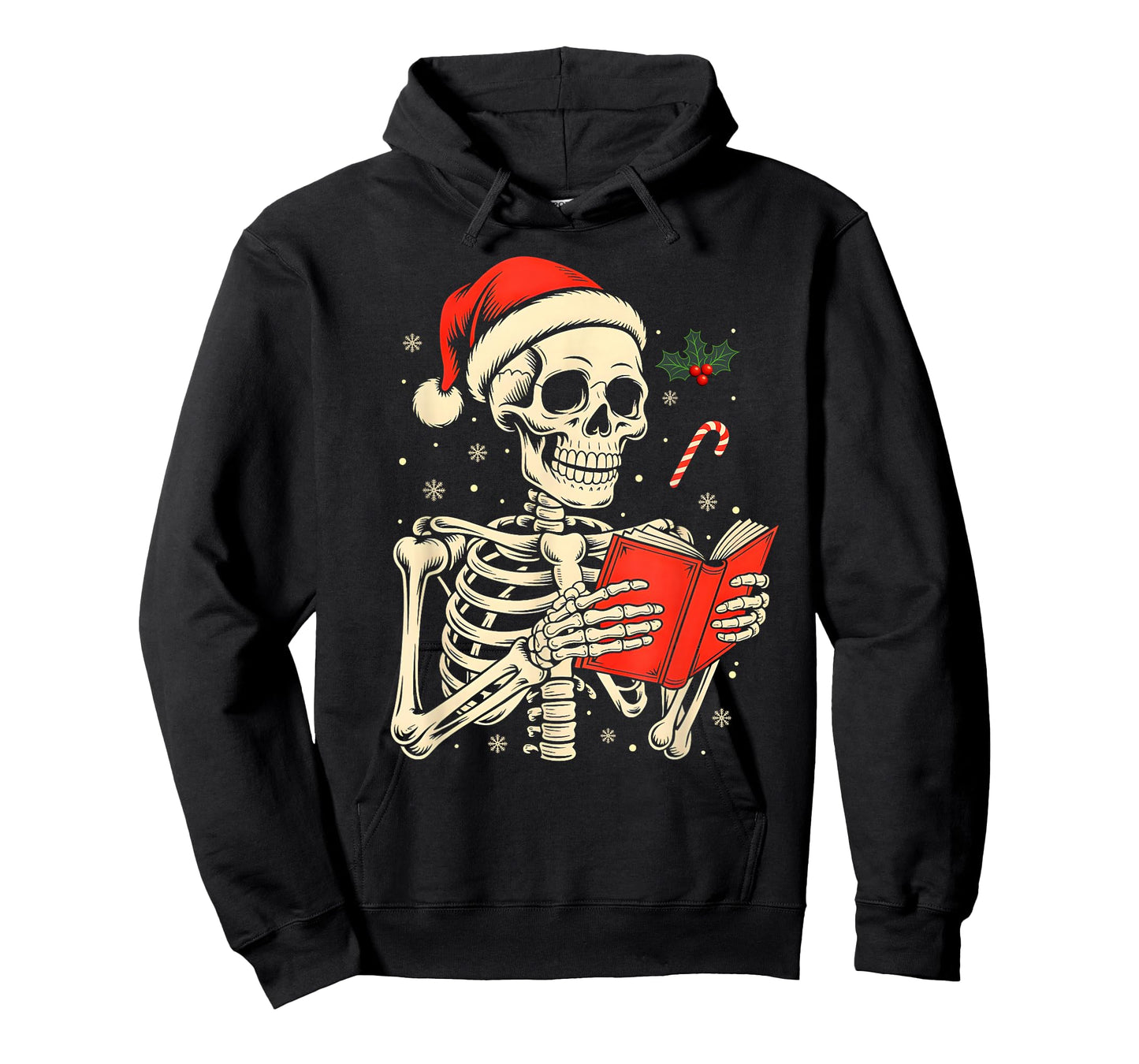 Skeleton Reading Book Christmas Teacher Librarian Book Lover T-Shirt