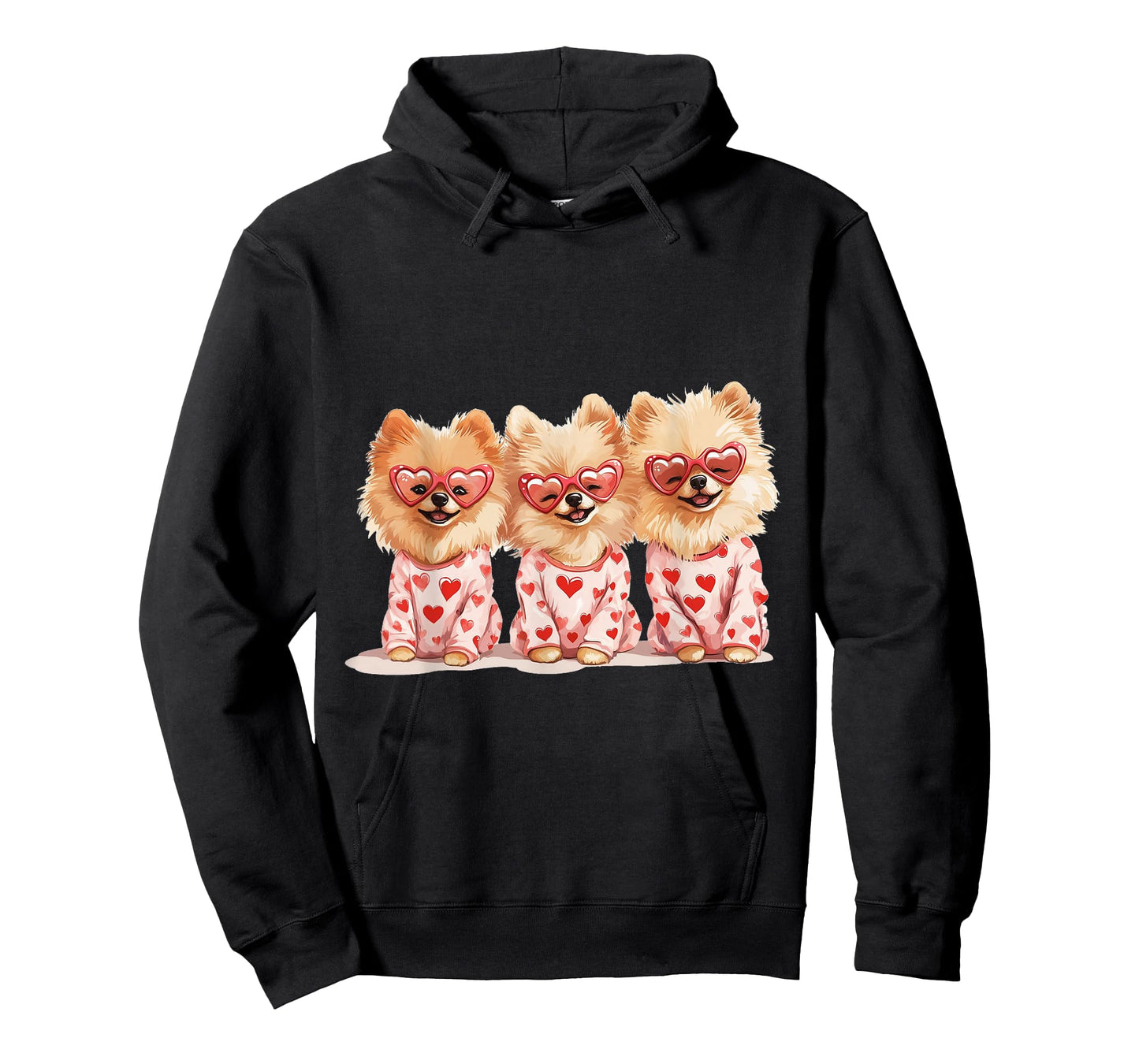 Cute Valentine Pomeranian Dogs Heart Sunglasses Love Pajamas T-Shirt