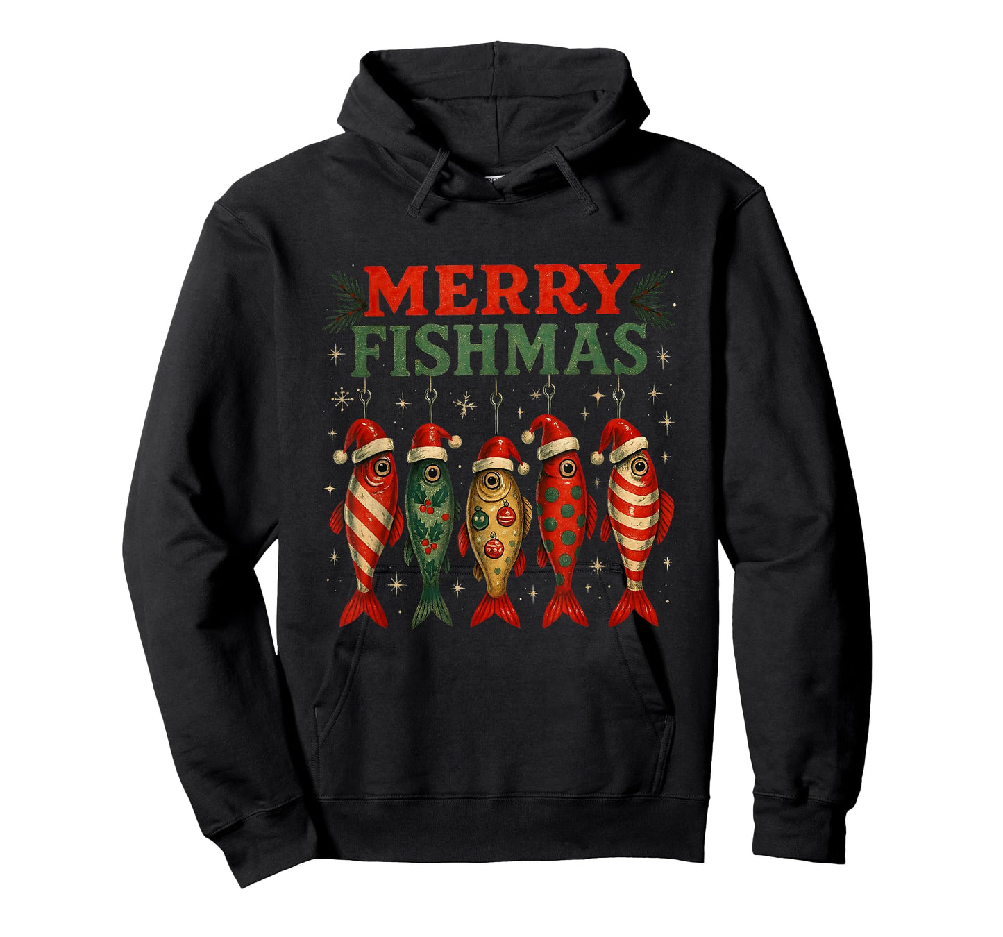 Merry Fishmas Funny Fishing Christmas Design T-Shirt