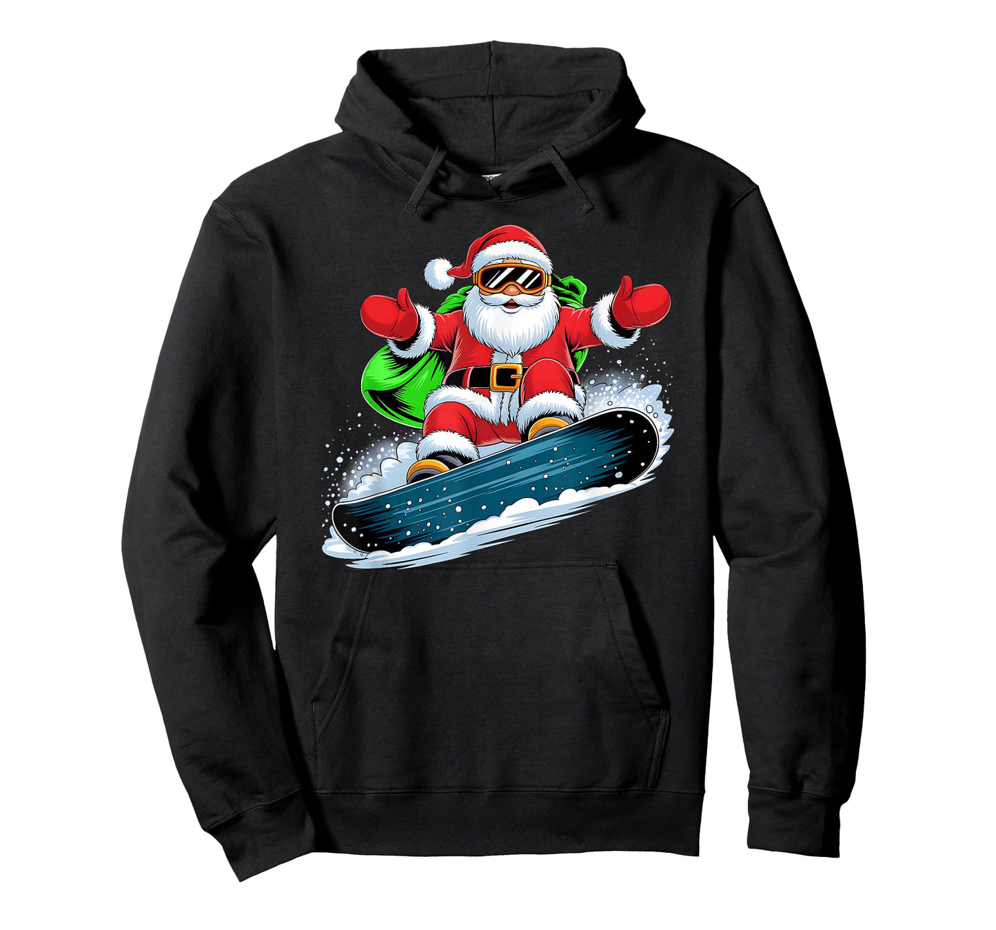 Santa Snowboarding Christmas for Boys Kids Xmas Pajamas T-Shirt