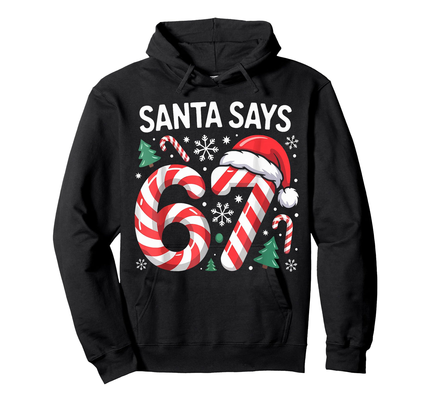 Matching Christmas Candy Cane Six Seven Santa Says 6 7 T-Shirt