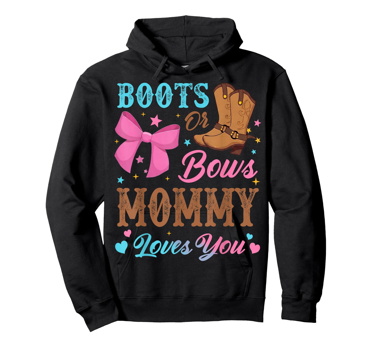 Boots or Bows Gender Reveal Decorations Mommy Loves You T-Shirt