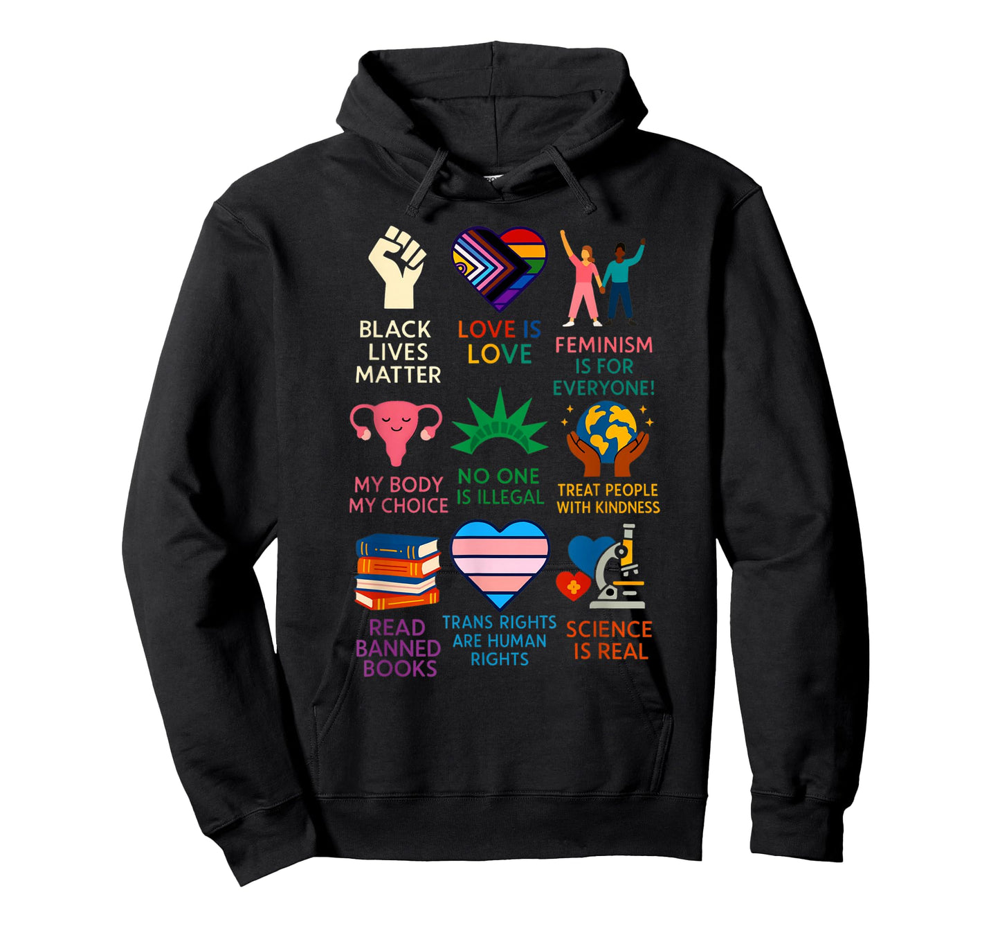 BLM Human Rights Feminism Trans Science Books LGBTQ Kindness T-Shirt