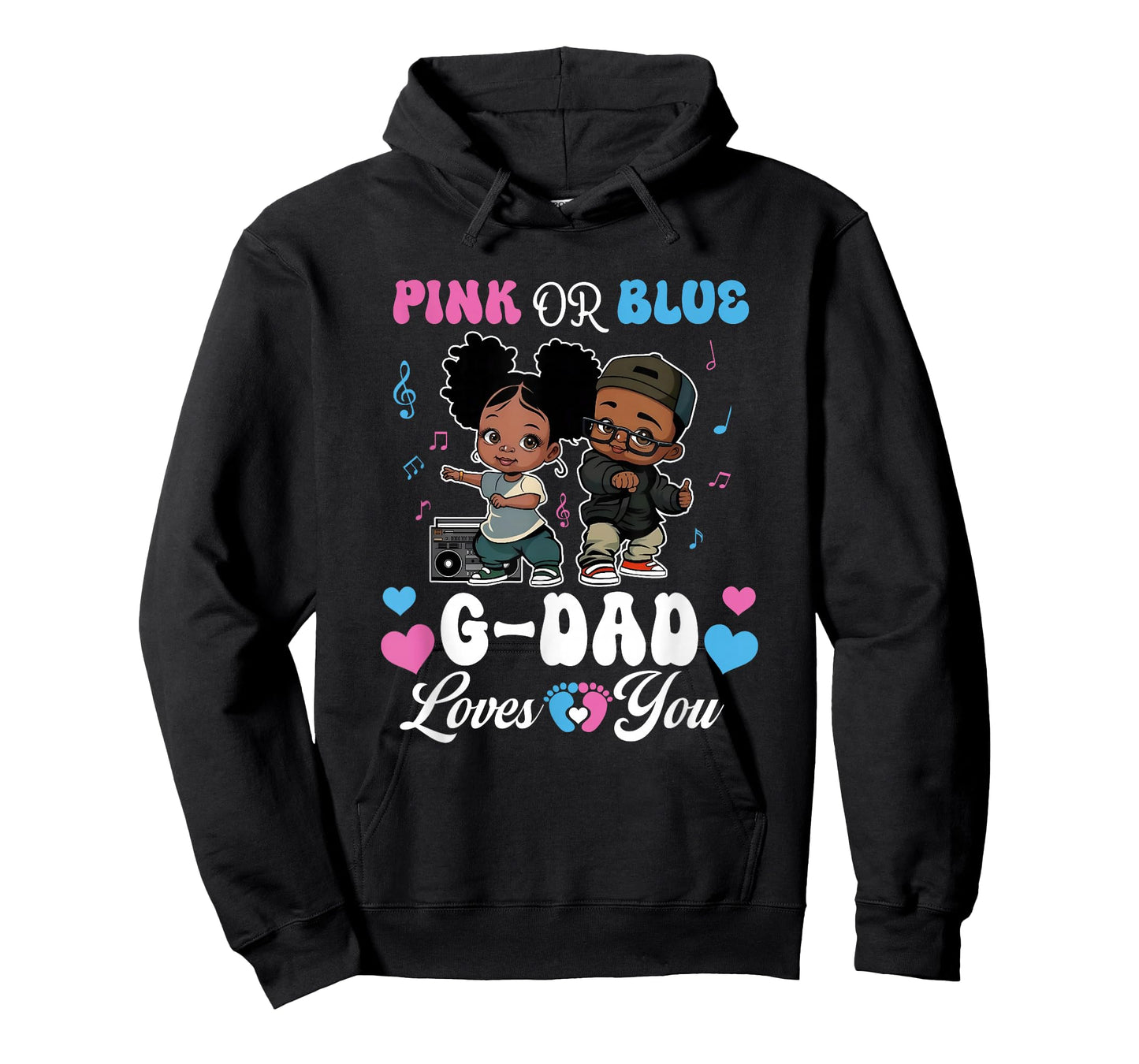 Pink Or Blue G Dad Loves You Black Baby Gender Reveal T-Shirt