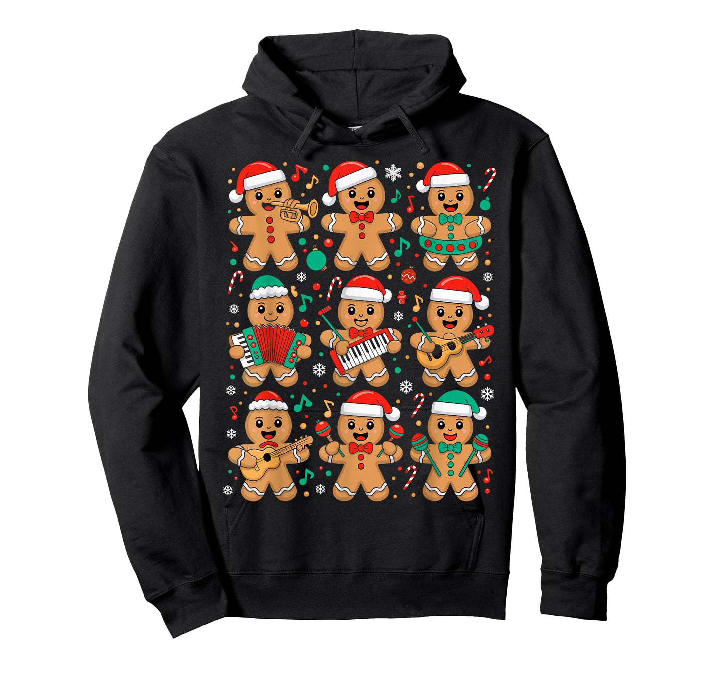 Music Teacher Christmas Gingerbread Playing Musical Musician T-Shirt
