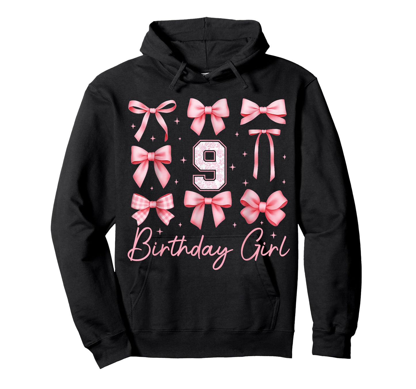 9th Birthday Girl Coquette Bow Pink Floral Toile 9 Year Old T-Shirt